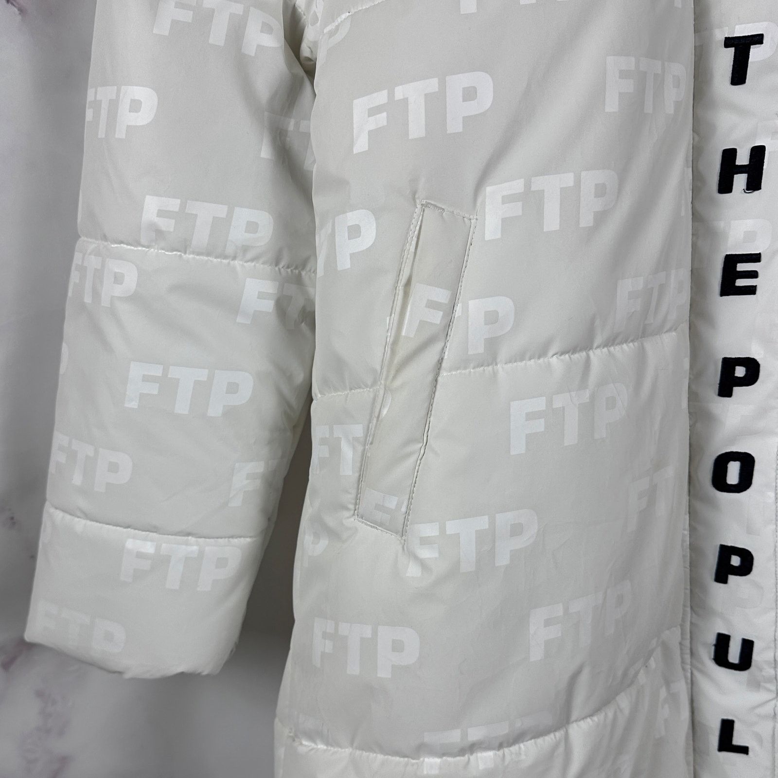 Fuck The Population FTP White Reflective Puffer Trench Coat Size US L / EU 52-54 / 3 - 4 Thumbnail