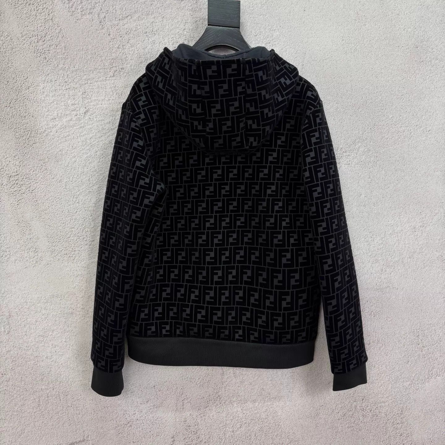 Fendi Fendi Black Allover Print FlockedVelvet Hooded Bomber 44 Size US S / EU 44-46 / 1 - 2 Thumbnail