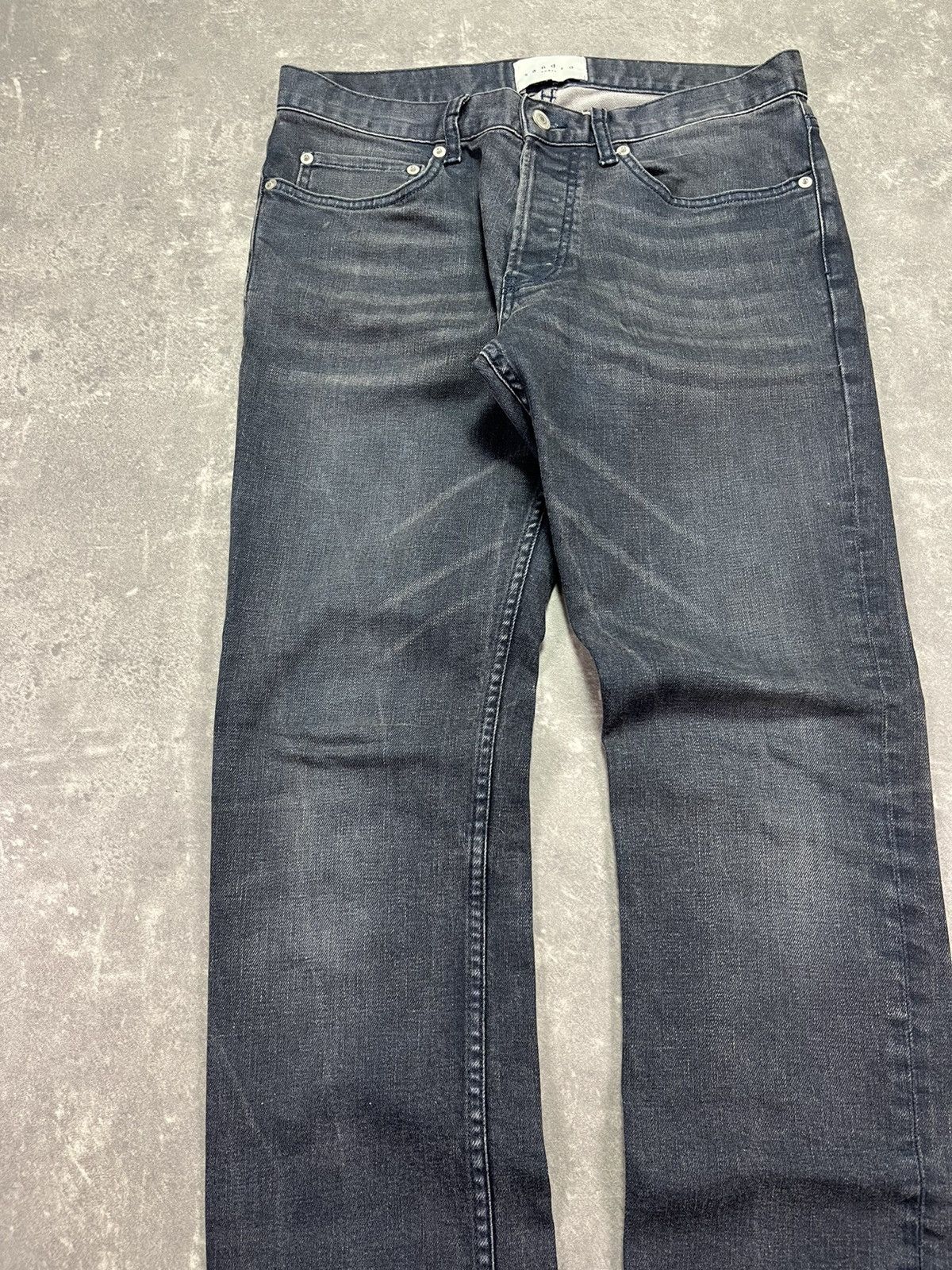 Sandro Sandro Faded Washed Dark Blue / Black Droit Denim Jeans 31 Size US 31 - 3 Thumbnail