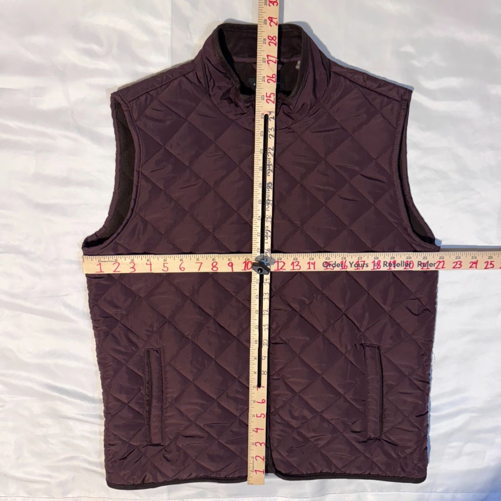 Elie Tahari Elie Tahari Quilted Vest Pockets Fleece Lining Zip Collar Burgundy Red L Size Women Size L / US 10 / IT 46 - 6 Thumbnail