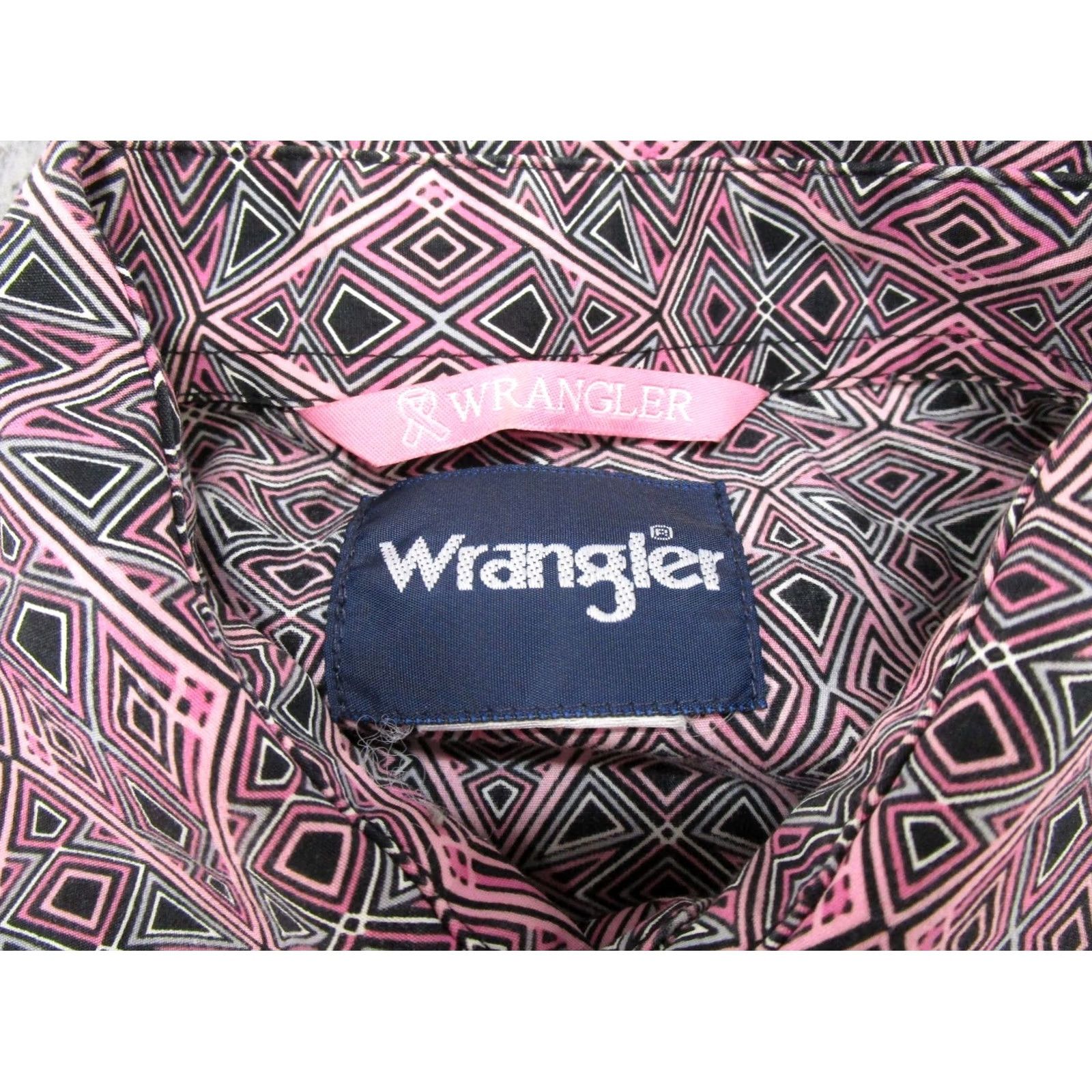 Wrangler Wrangler Shirt Geometric Snap Up Long Sleeve Mens Pink Breast Cancer Awareness Geometric Shirt Mens Size US L / EU 52-54 / 3 - 2 Thumbnail