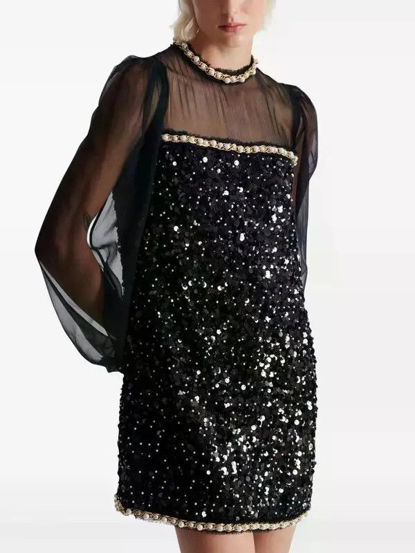 Balmain o1s1wg110526 Sequin Detailing Dress in Black Size S / US 4 / IT 40 - 5 Thumbnail