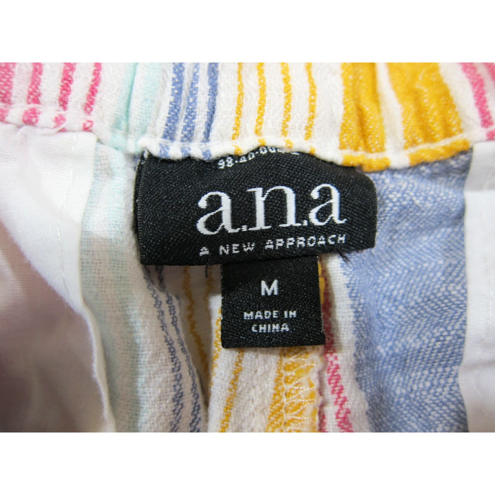 Vintage a.n.a Linen Cotton Pink Blue Stripe High Rise Waist Shorts Women Size Medium Size 30" / US 8 / IT 44 - 3 Thumbnail