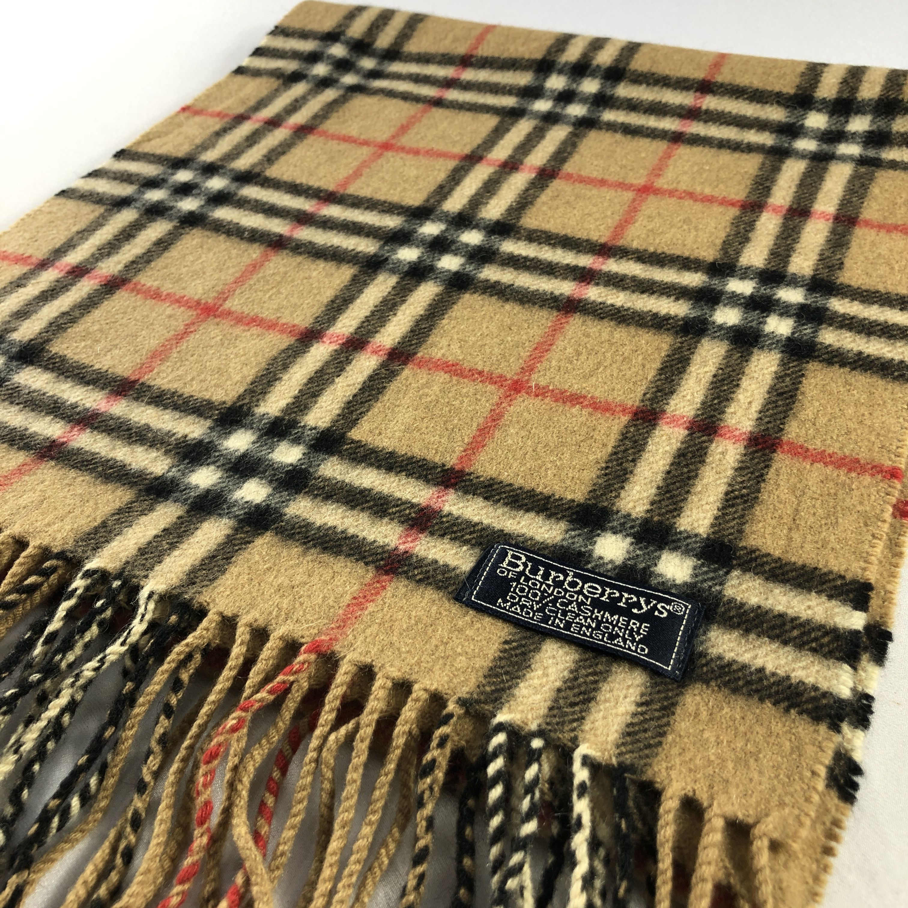 Burberry Burberry Tan Nova Check Cashmere Scarf Muffler V2836 Size ONE SIZE - 4 Thumbnail