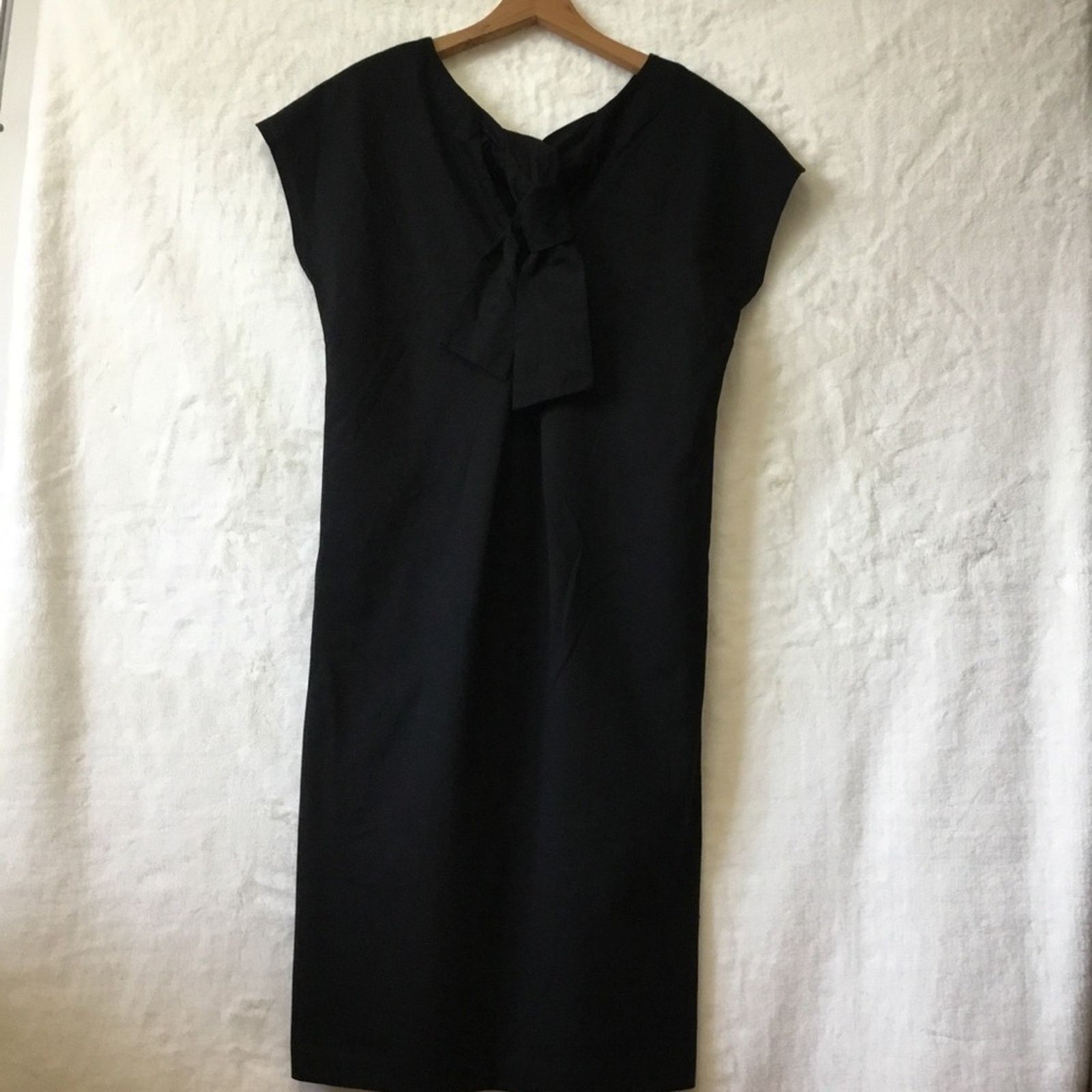 Other Sans & Sans Black Cap-Sleeved Dress With Tie Size S / US 4 / IT 40 - 2 Thumbnail