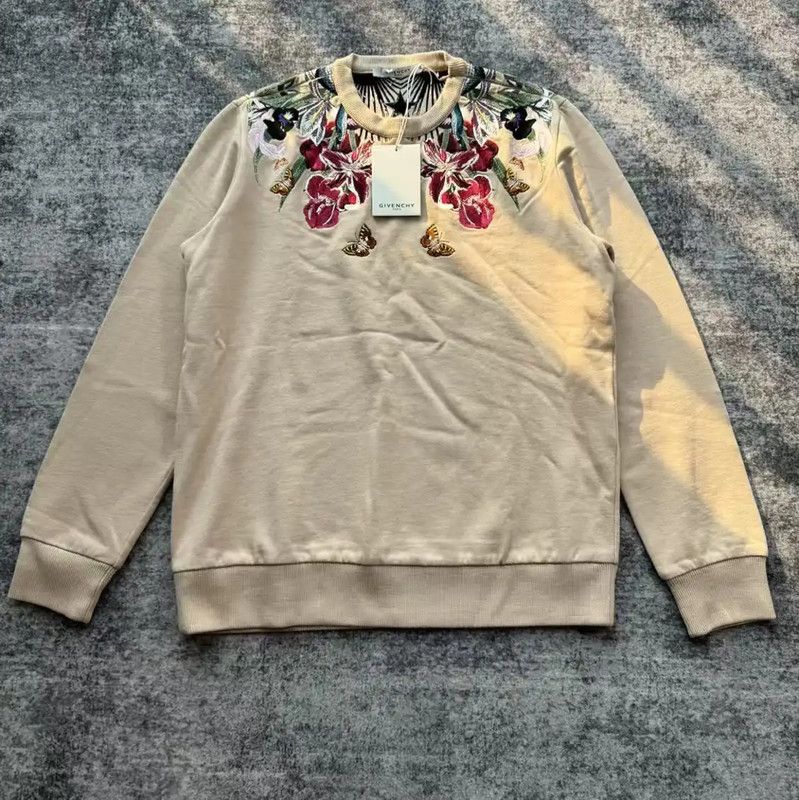 Givenchy Khaki Women's Sweatshirt with Floral Embroidery 0089