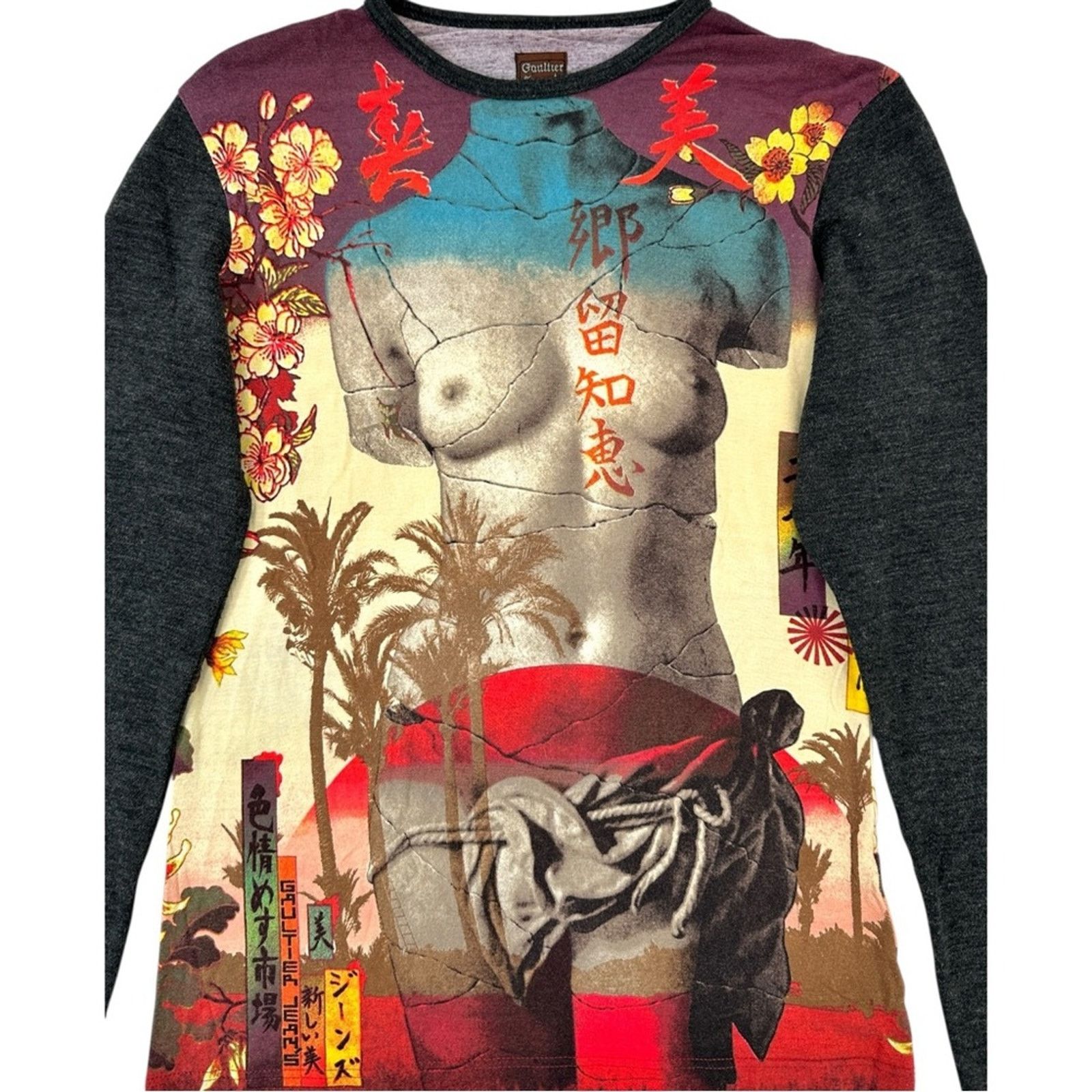 Jean Paul Gaultier Y2K Vintage Broken Venus Statue Bust Contrast L/S Top Size L / US 10 / IT 46 - 3 Thumbnail