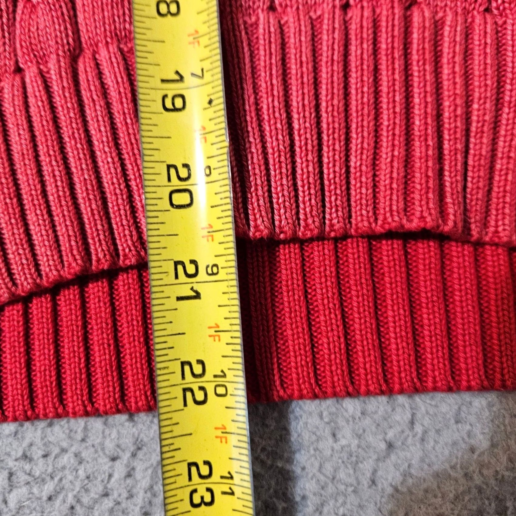 Polo Ralph Lauren Polo Ralph Lauren Women's Cropped Red Cable Knit Crewneck Sweater XL Red Crewneck Pullover Size XL / US 12-14 / IT 48-50 - 7 Thumbnail
