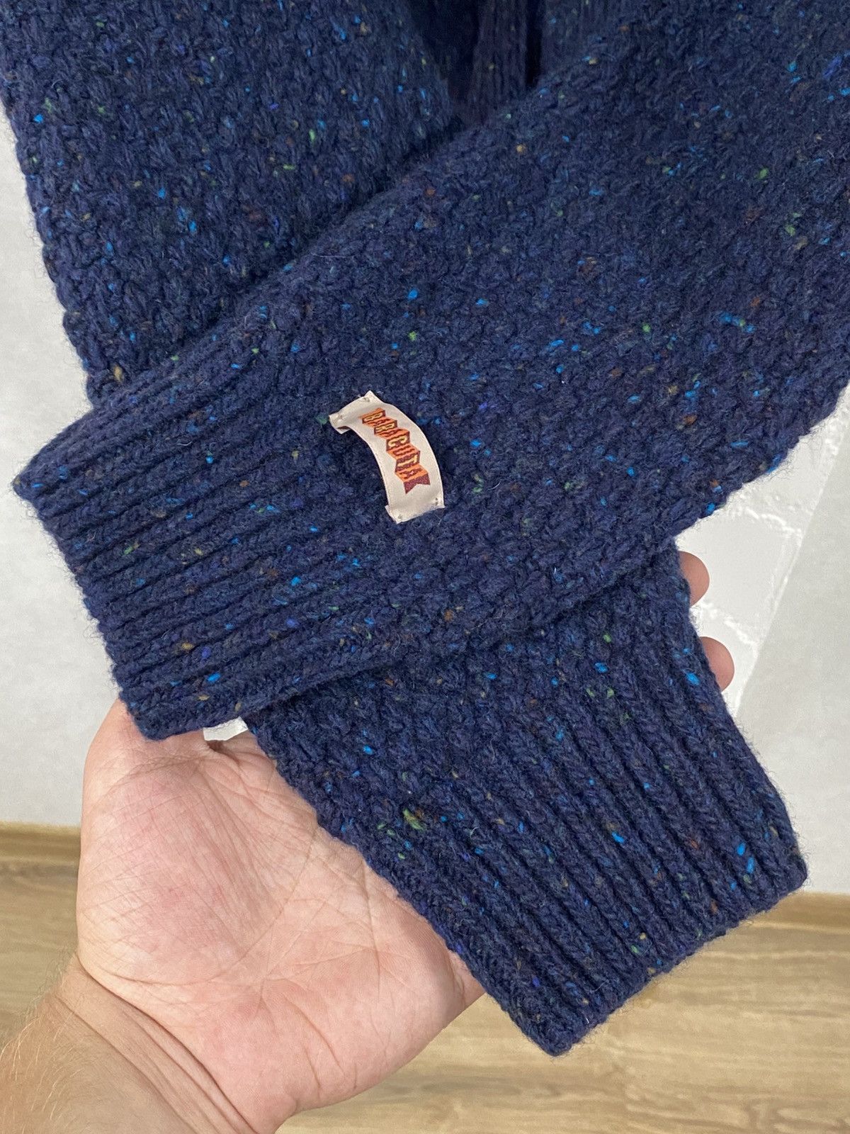 Baracuta Baracuta Cable Knit Flecked Speckled Nep Knit Cardigan Sz: M Size US M / EU 48-50 / 2 - 3 Thumbnail