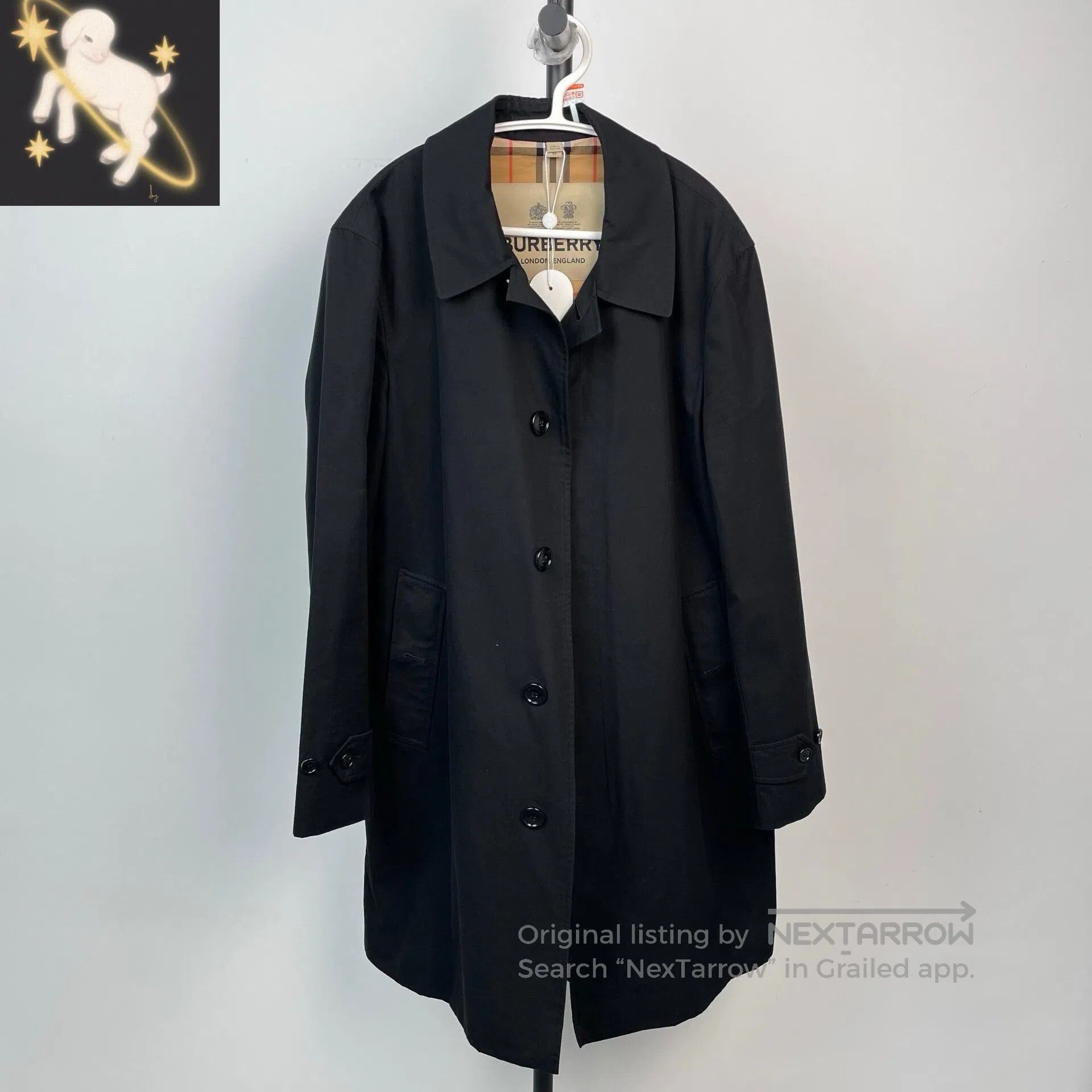 Burberry Burberry Black Plaid Collar Buttoned Long Trench Coat| Size US S / EU 44-46 / 1 - 1 Thumbnail