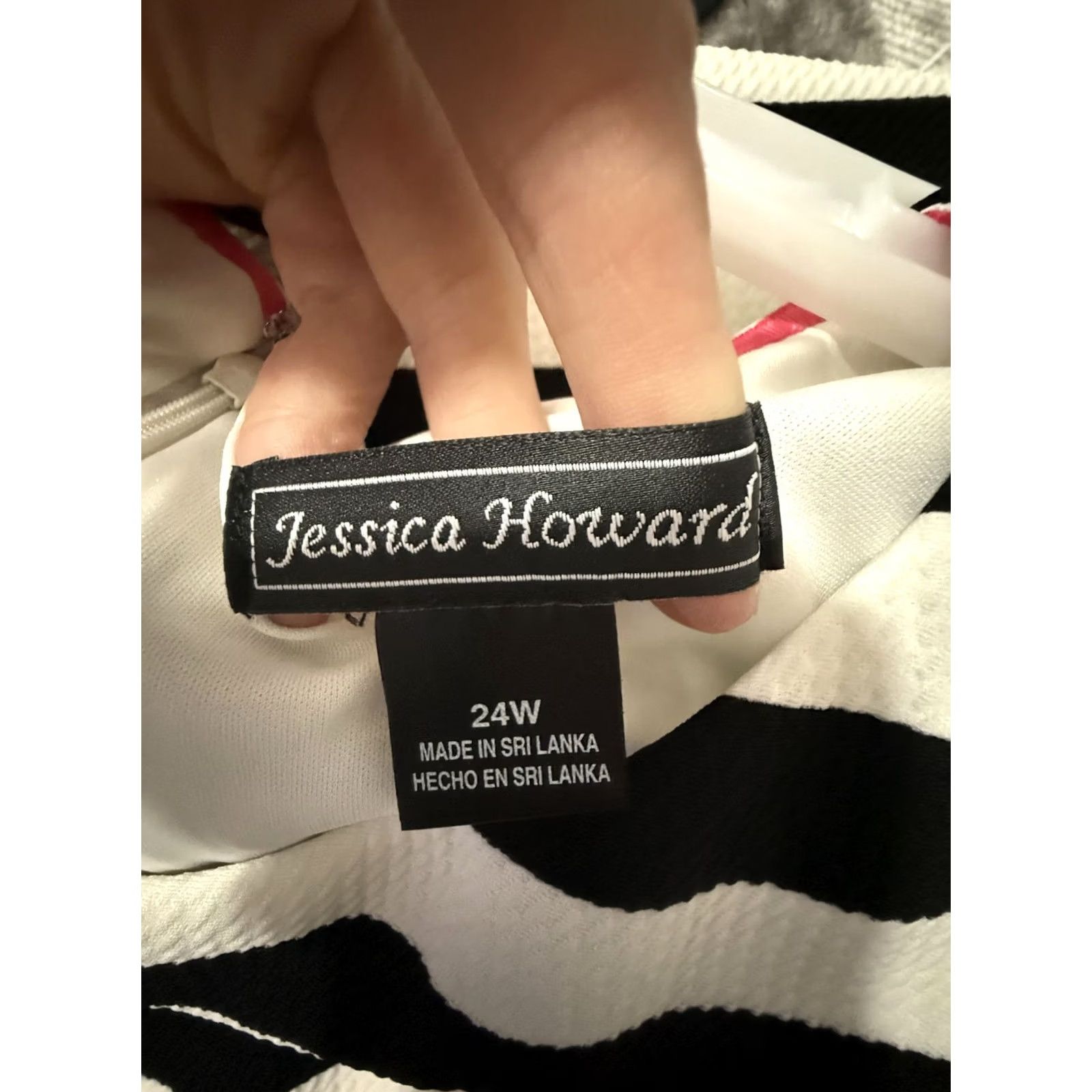 Vintage Jessica Howard Dress Womens 24W Black White Striped Scoop Neck Sleeveless Shift Dress Size 4XL / US 24-26 - 4 Thumbnail