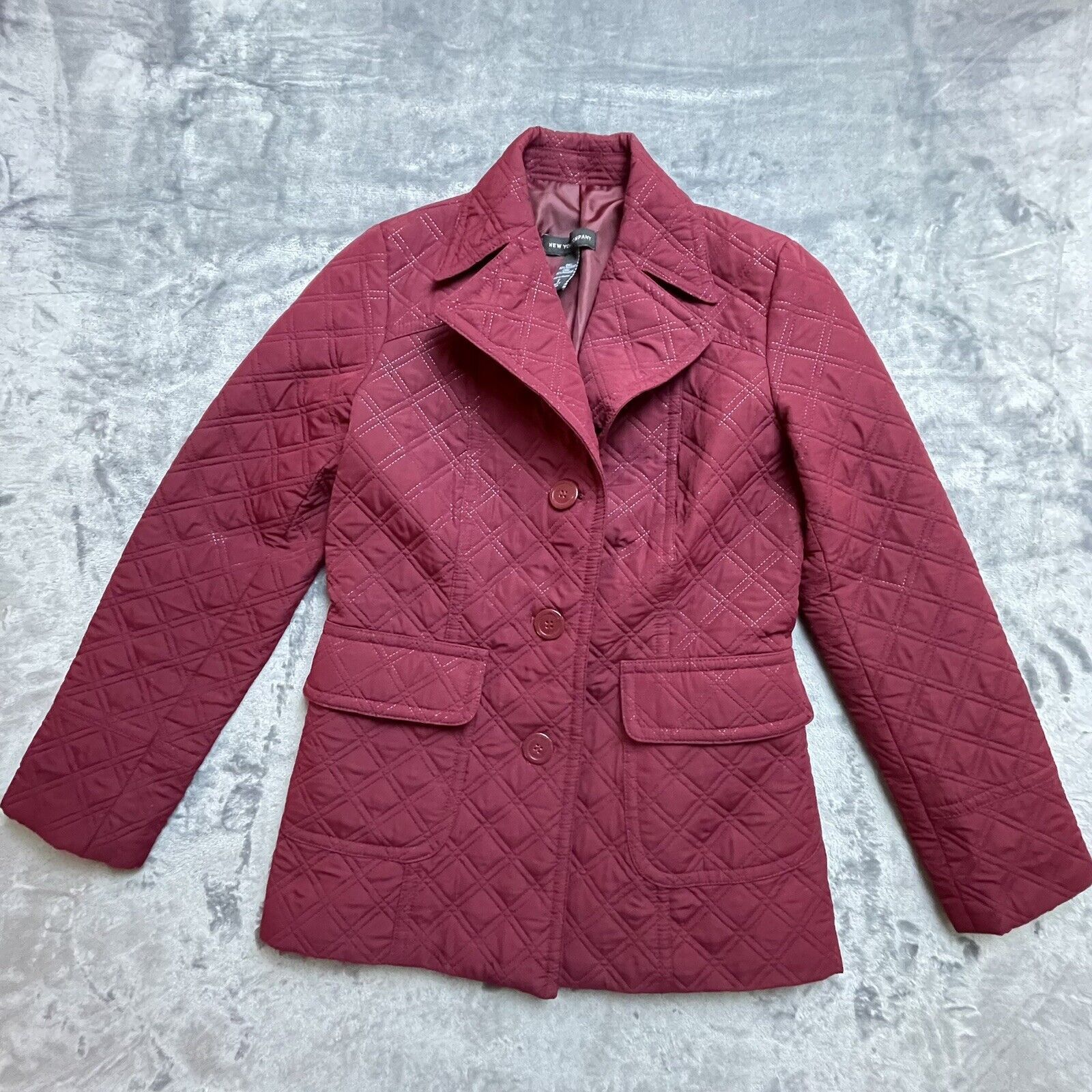 Other New York & Company Jacket Women Small Maroon Quilted Grandma Size S / US 4 / IT 40 - 1 Thumbnail