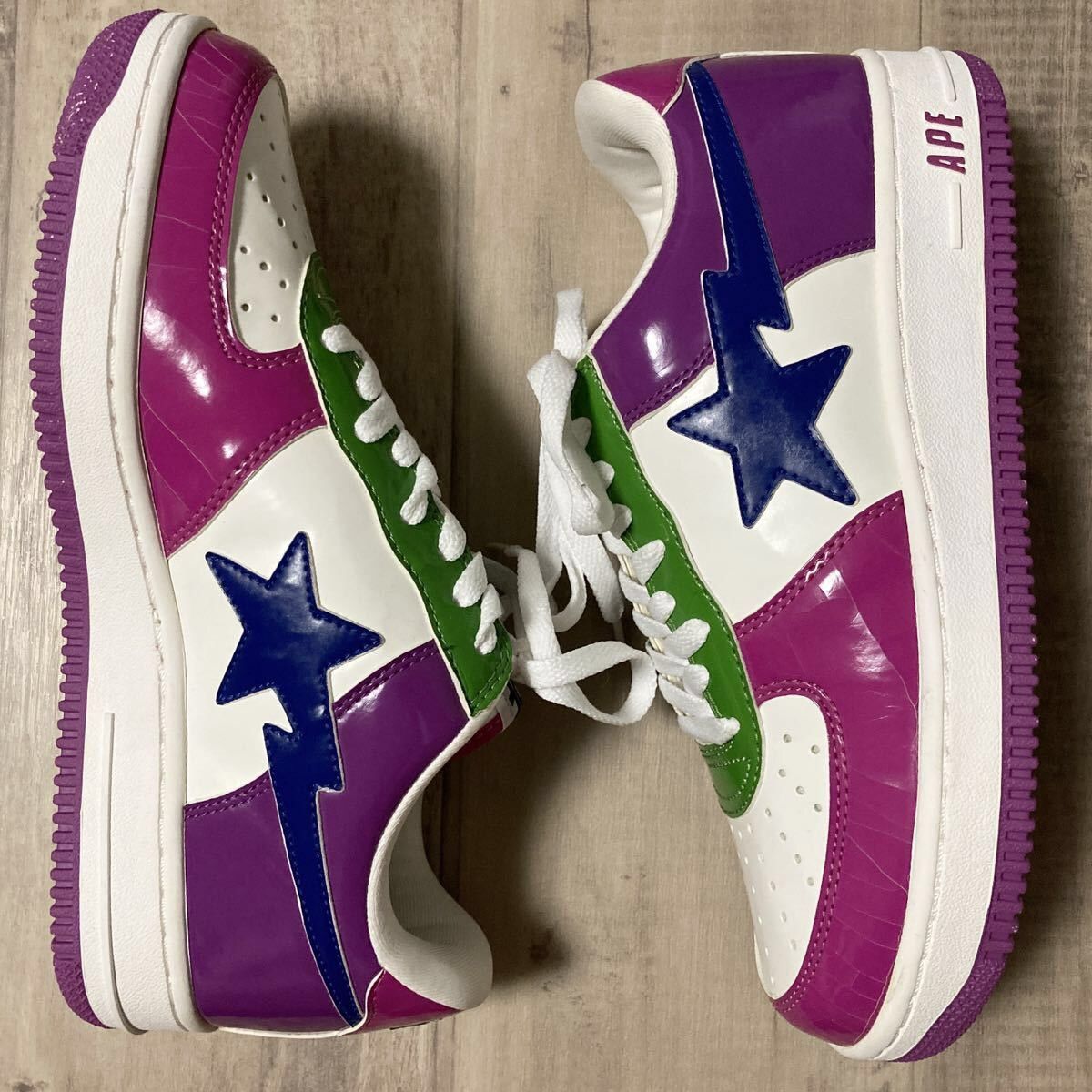 Bape × Nigo Fanta color BAPE STA patent leather sneakers a bathing ape Size US 9 / EU 42 - 3 Thumbnail