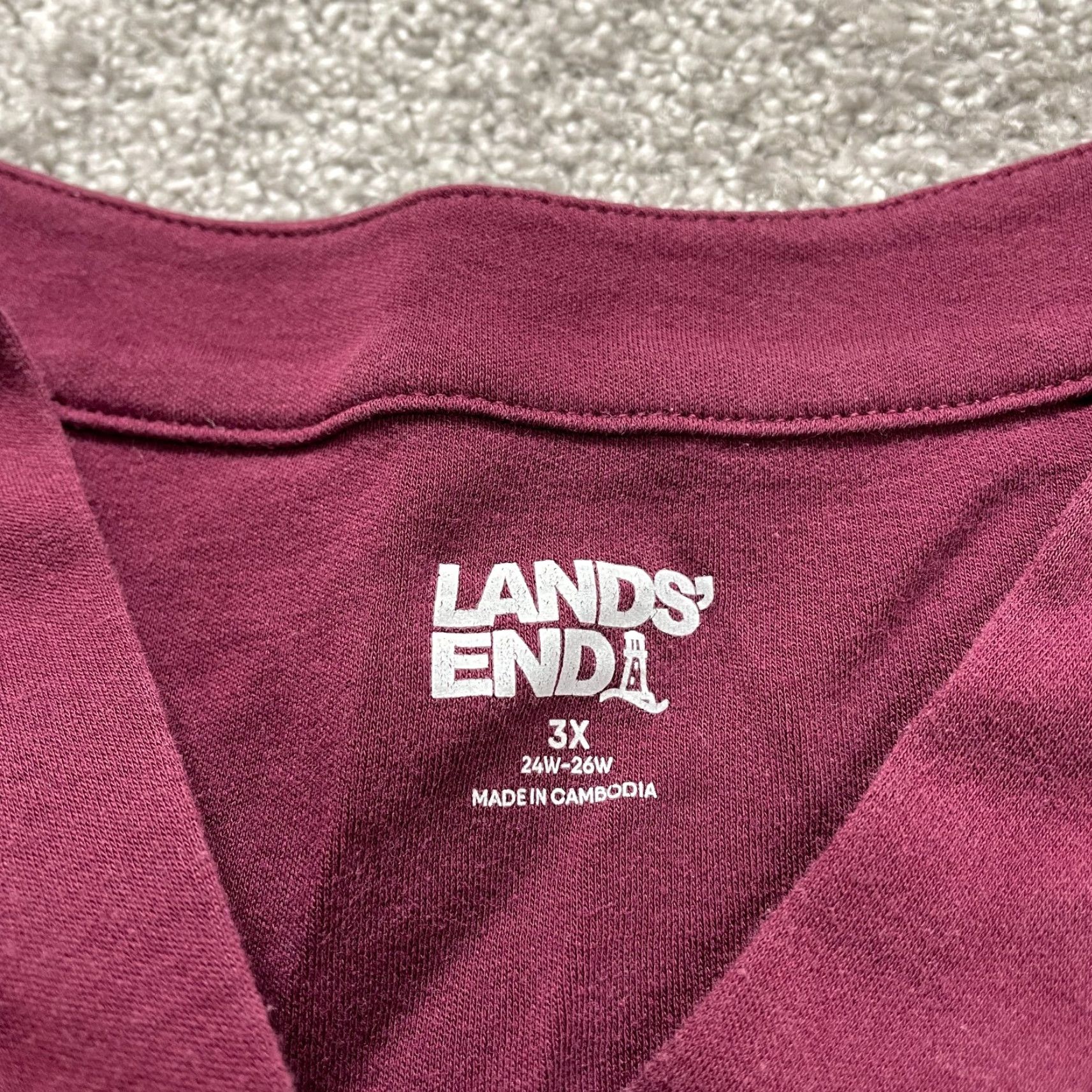 Lands' End Lands' End Womens T-Shirt 3XL Casual V-Neck Short Sleeve Cotton Modal Spandex Red Size XXL / US 16-18 / IT 52-54 - 4 Thumbnail