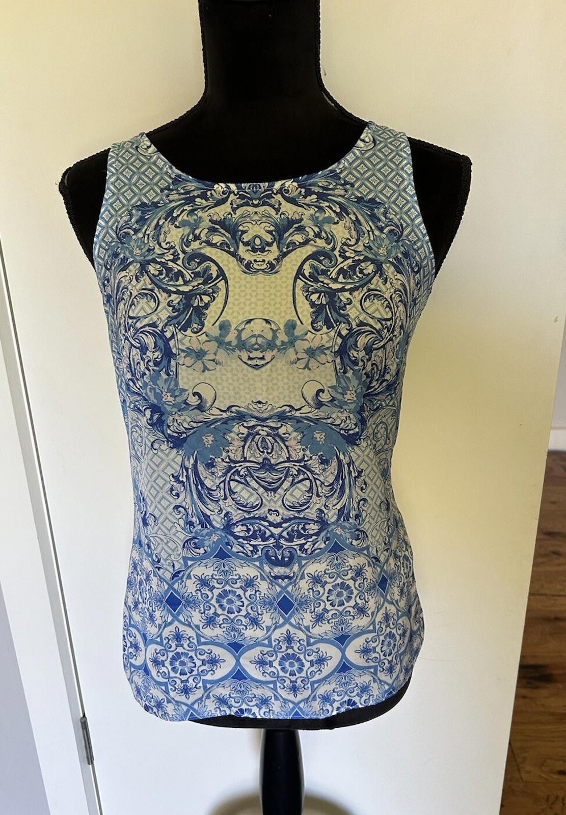 Other Forever New Blue Print Tank Singlet Top - Size 6 (004) Size XS / US 0-2 / IT 36-38 - 2 Thumbnail