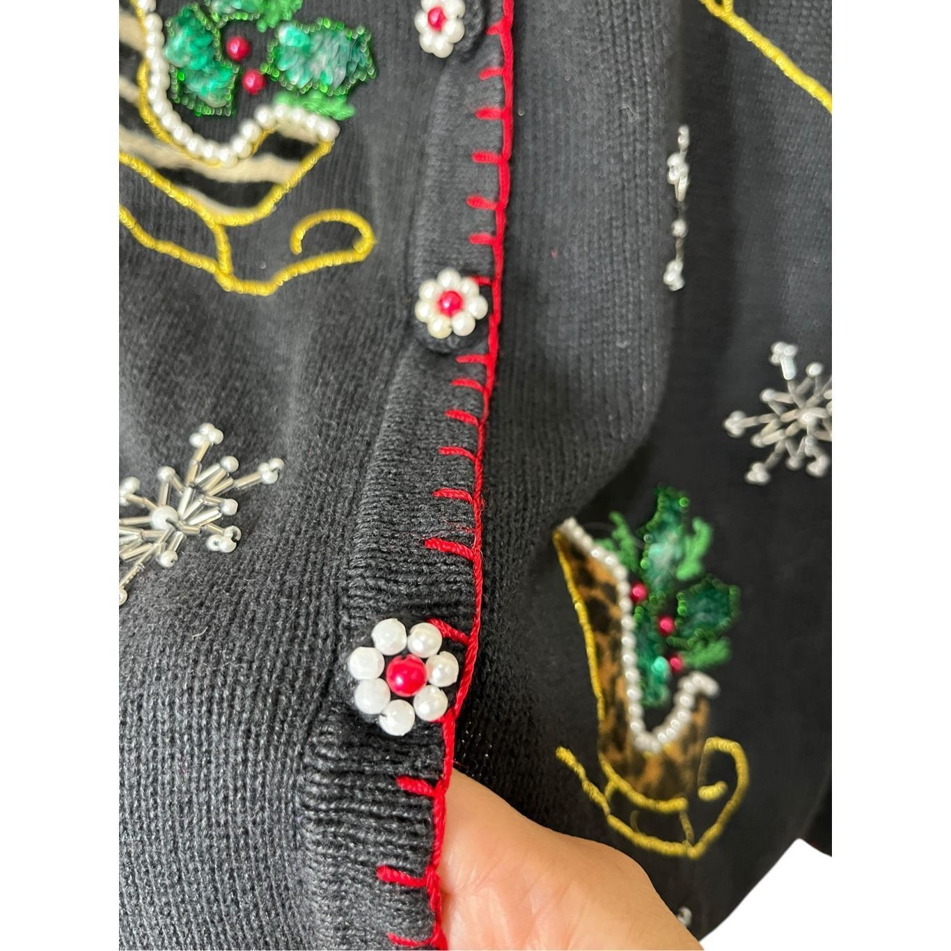 Other Vintage BP Design Christmas Cardigan Leopard Fur Sleighs Seq Size S / US 4 / IT 40 - 5 Thumbnail