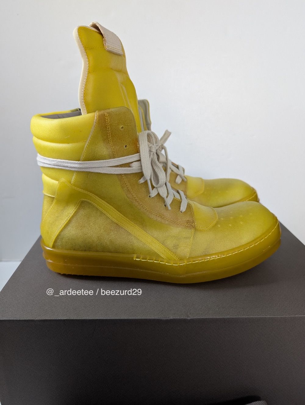 Rick Owens *NEW* APPARITION SEMI-TRANSPARENT LEATHER GEOBASKET SNEAKERS Size US 9 / EU 42 - 7 Thumbnail