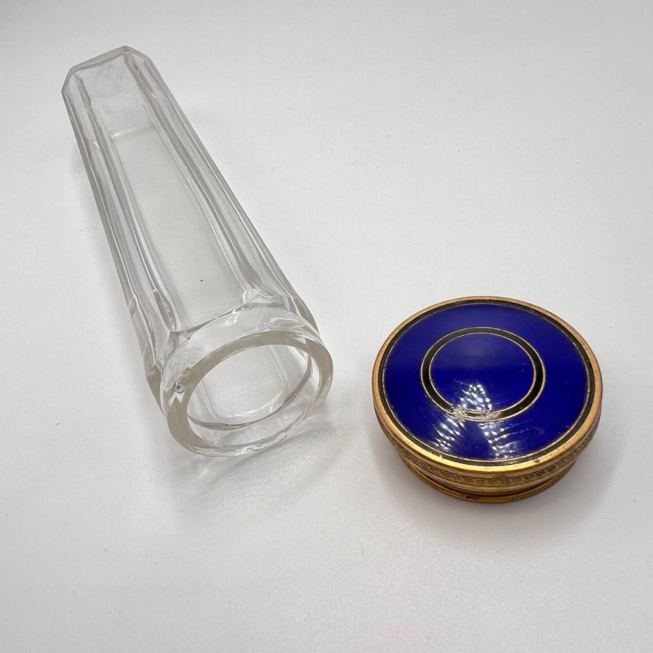 Vintage Antique Imperial Tsarism Perfume Bottle Brass Lid Guilloche Size ONE SIZE - 6 Thumbnail