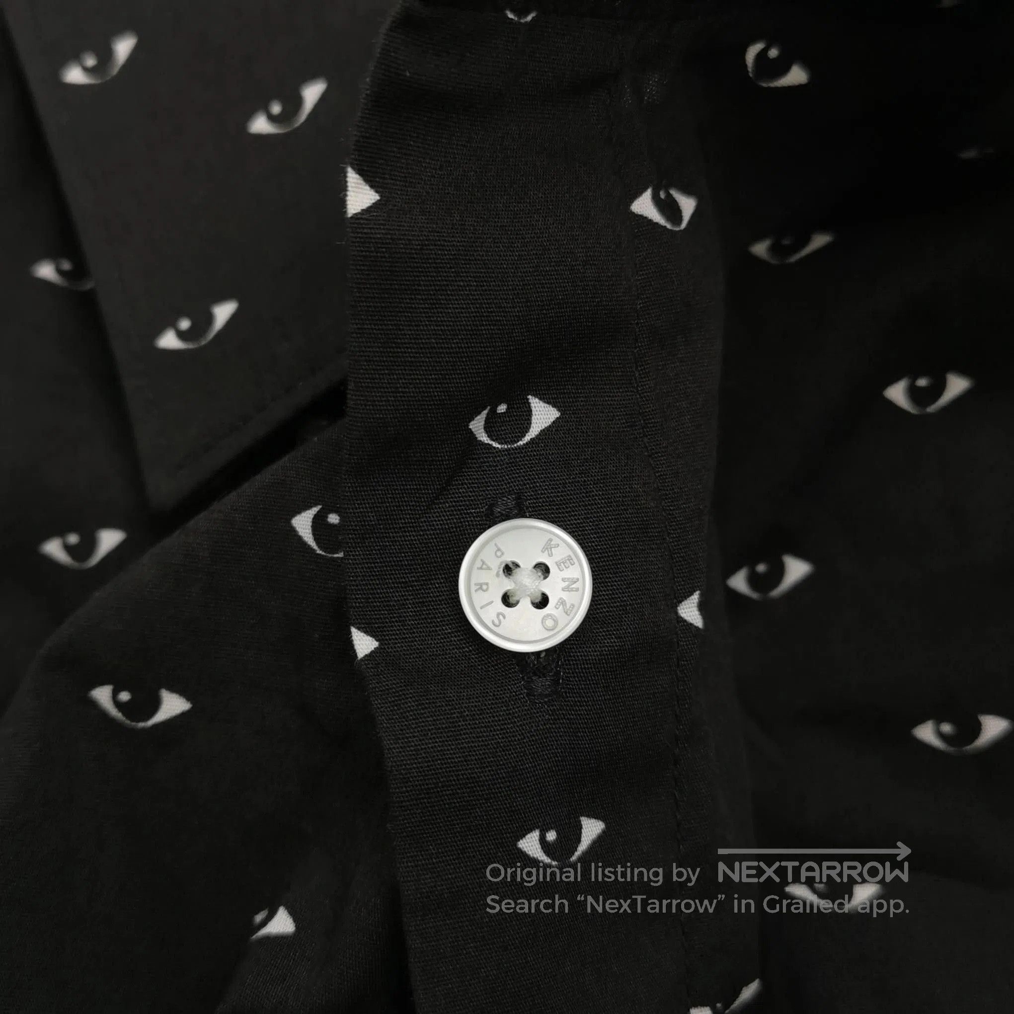 Kenzo Kenzo Black Cotton Eye Print Button-Down Shirt. Size US L / EU 52-54 / 3 - 2 Thumbnail