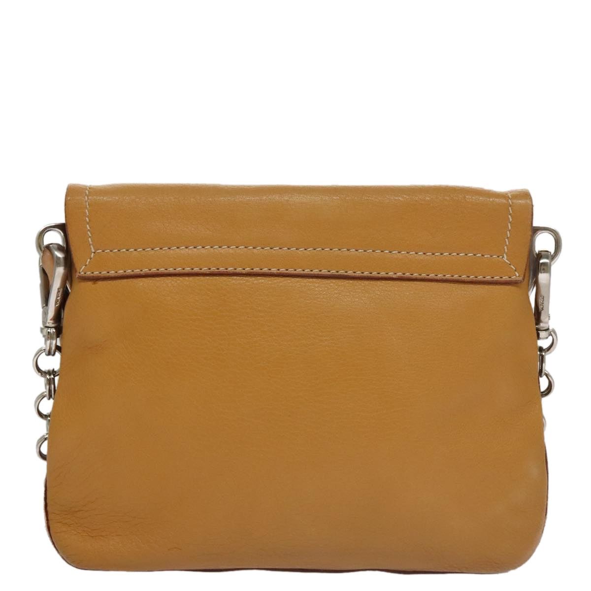 Prada PRADA Chain Shoulder Bag Leather Beige Silver Size ONE SIZE - 3 Thumbnail