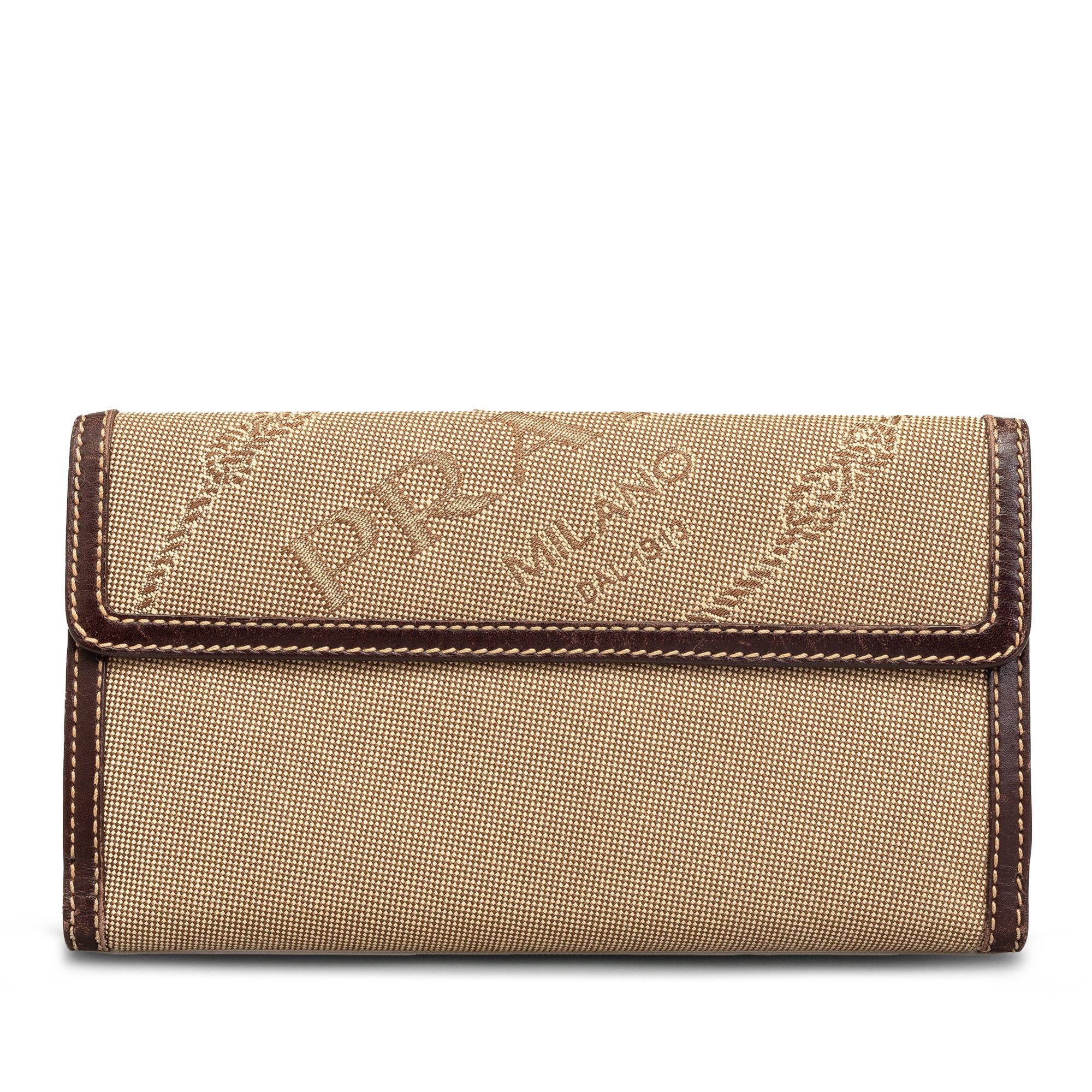 image of Prada Canapa Logo Bifold Long Wallet Long Wallets in Brown, Women's