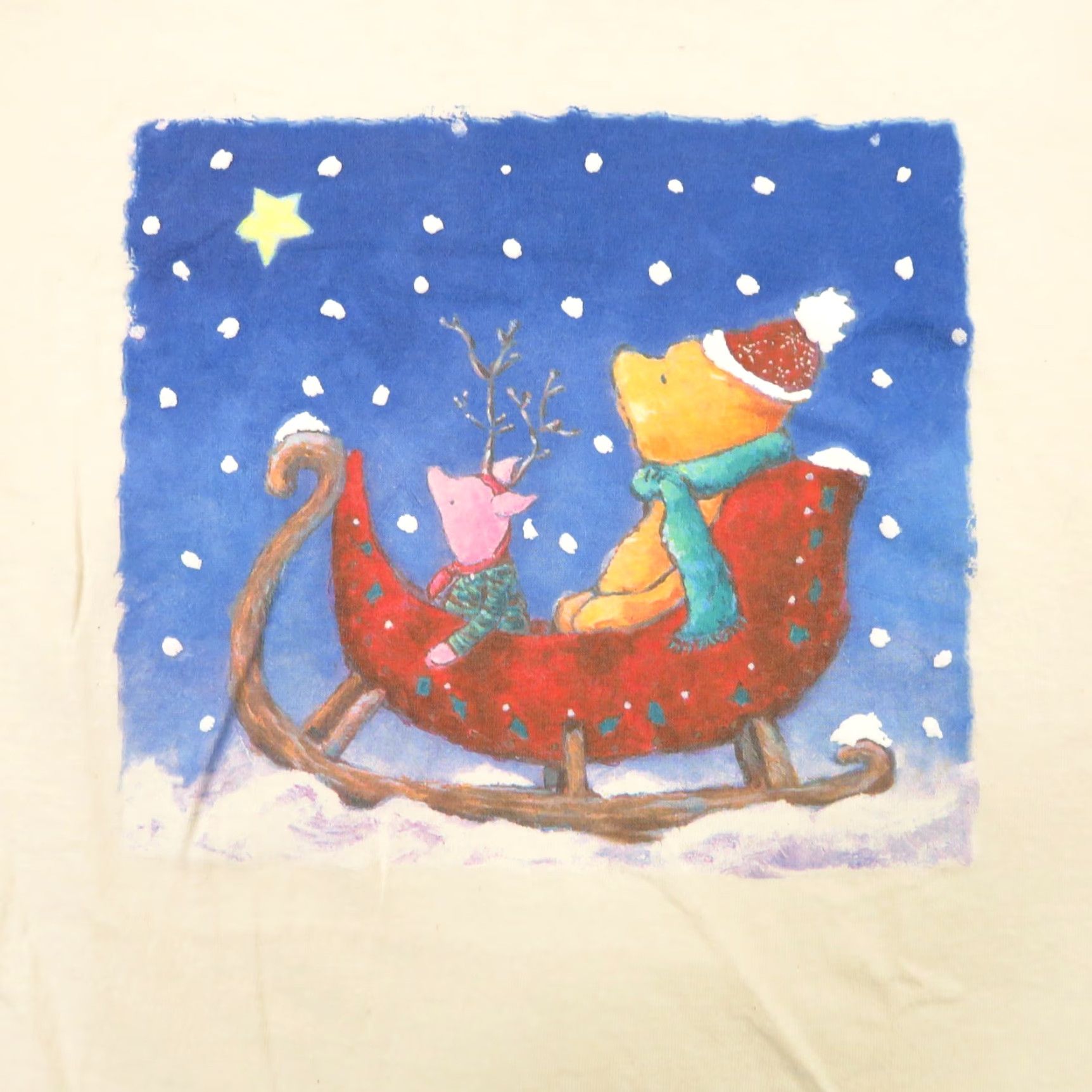 Disney VINTAGE Winnie The Pooh Shirt XL Men 90s Made in USA Piglet VTG Graphic Tee Xmas Shirt Men XL Beige Disney T-Shirt 90s Christmas USA Graphics Size US XL / EU 56 / 4 - 4 Thumbnail