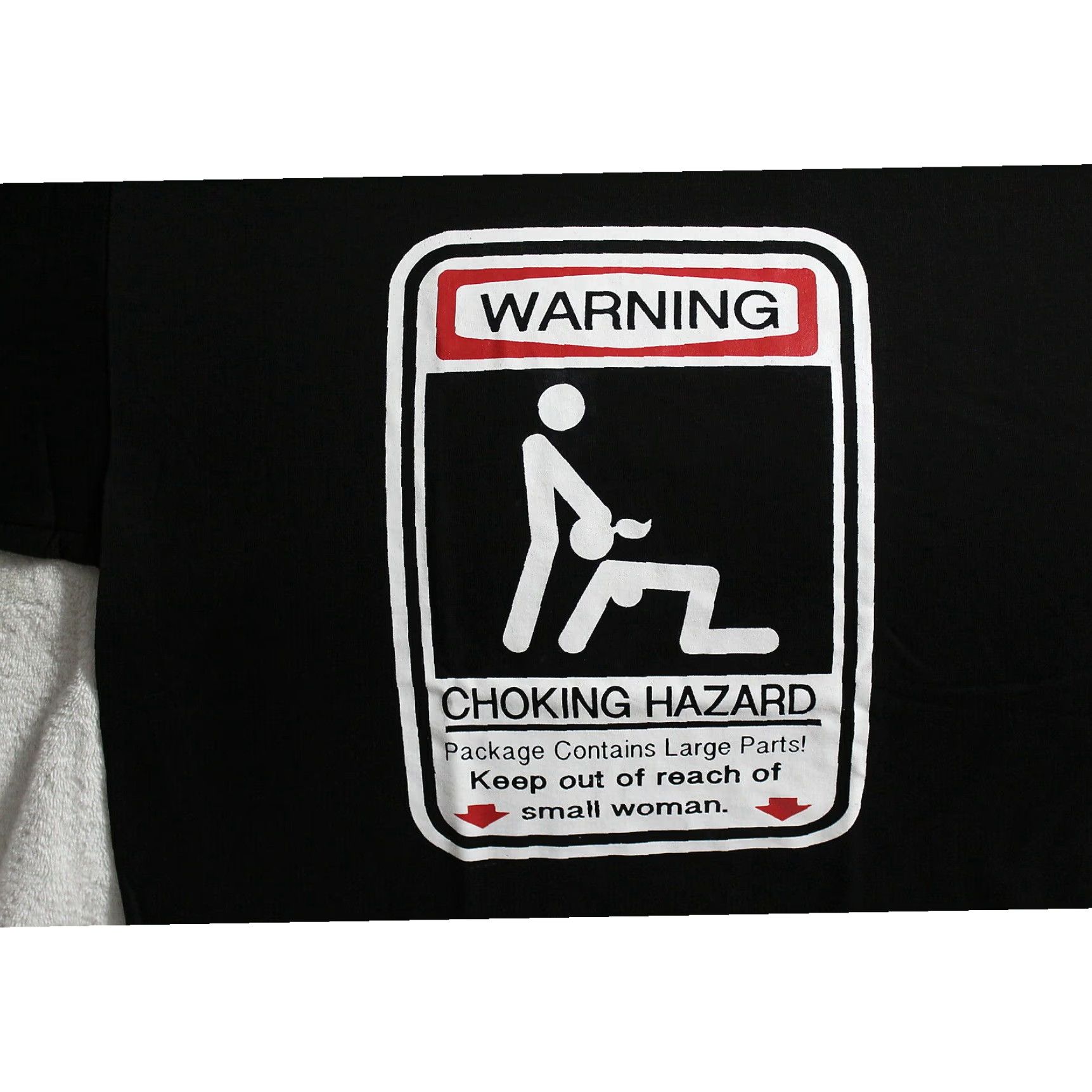 Vintage FUNNY COLLEGE HUMOR T-SHIRT CHOKING HAZARD WARNING SIGN BLACK GRAPHIC TEE MENS LARGE Size US XL / EU 56 / 4 - 1 Thumbnail