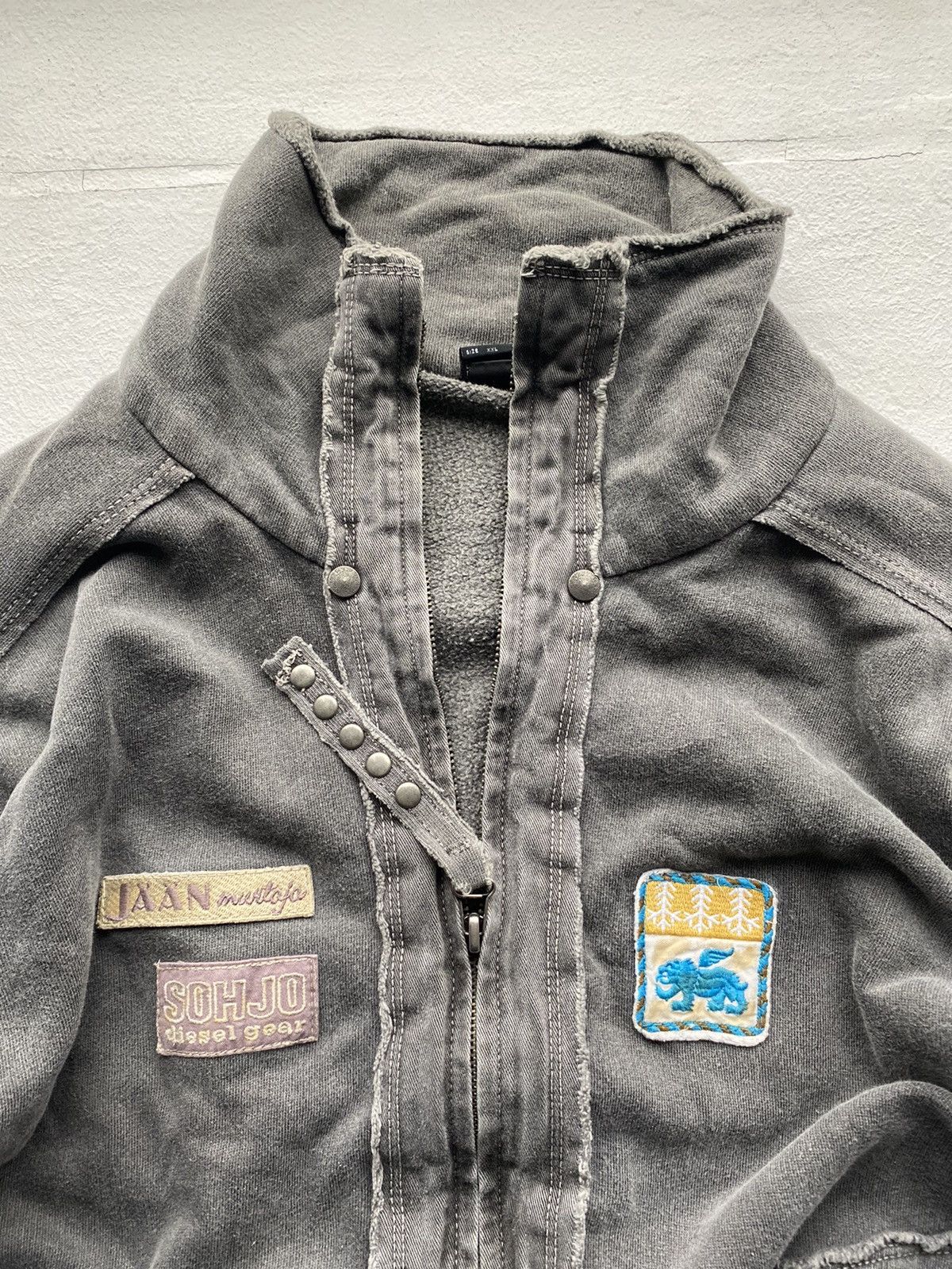 Diesel × If Six Was Nine 🔥90s Diesel Grey Washed Distressed Fabric Zip Sweatshirt Size US L / EU 52-54 / 3 - 4 Thumbnail