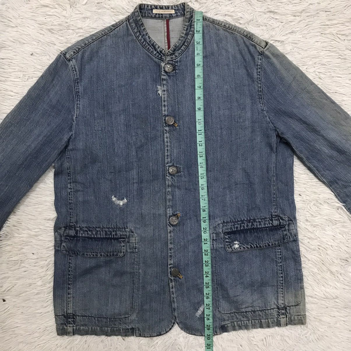 Japanese Brand Vintage Distressed Papas Tartan Neck Chore Jacket Denim Size US M / EU 48-50 / 2 - 21 Thumbnail