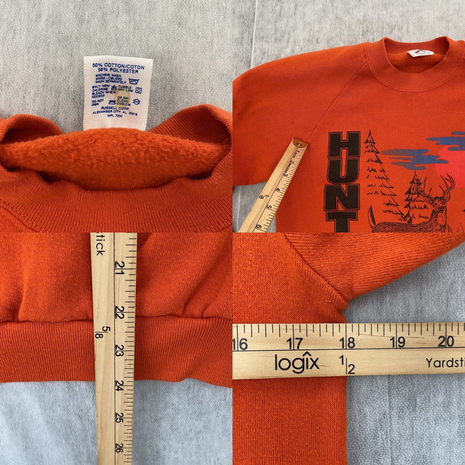Jerzees VINTAGE Jerzees Hunters Choice Sweater Men's Crewneck Orange Buck Deer Nature Adult M 90s Graphic Print Mens Size US M / EU 48-50 / 2 - 8 Thumbnail