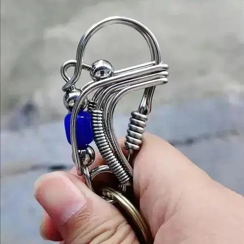 Other Blue Matte Bead Handicraft Mechanical KeyRing Size ONE SIZE - 2 Thumbnail