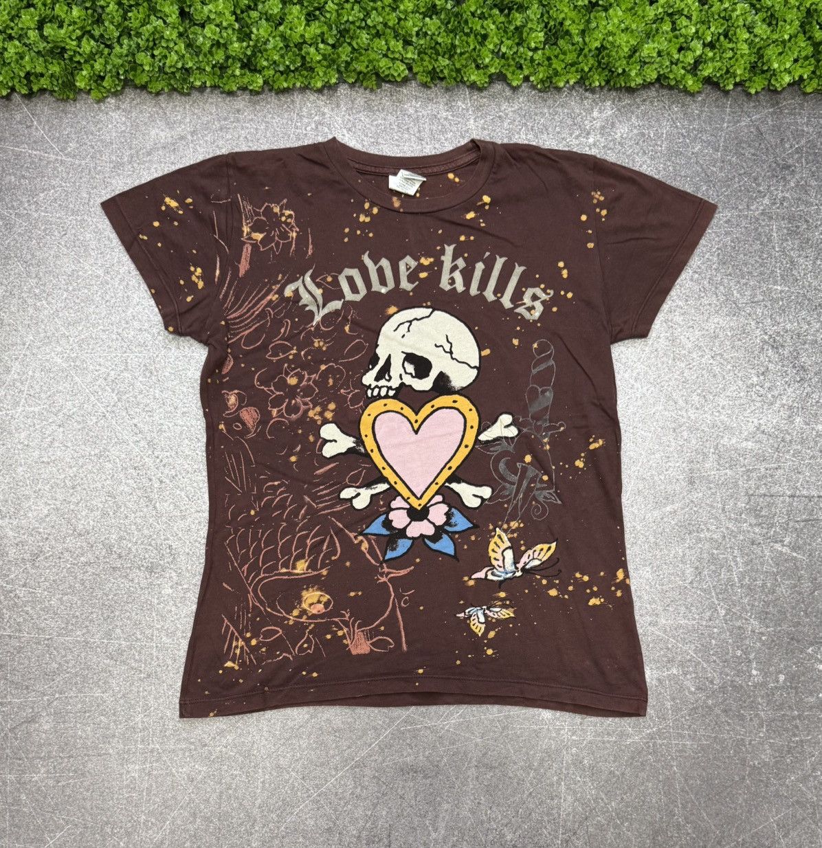 Ed Hardy Ed Hardy Christian Audigier Skull Love Kills Slowly T-shirt Size L / US 10 / IT 46 - 1 Thumbnail