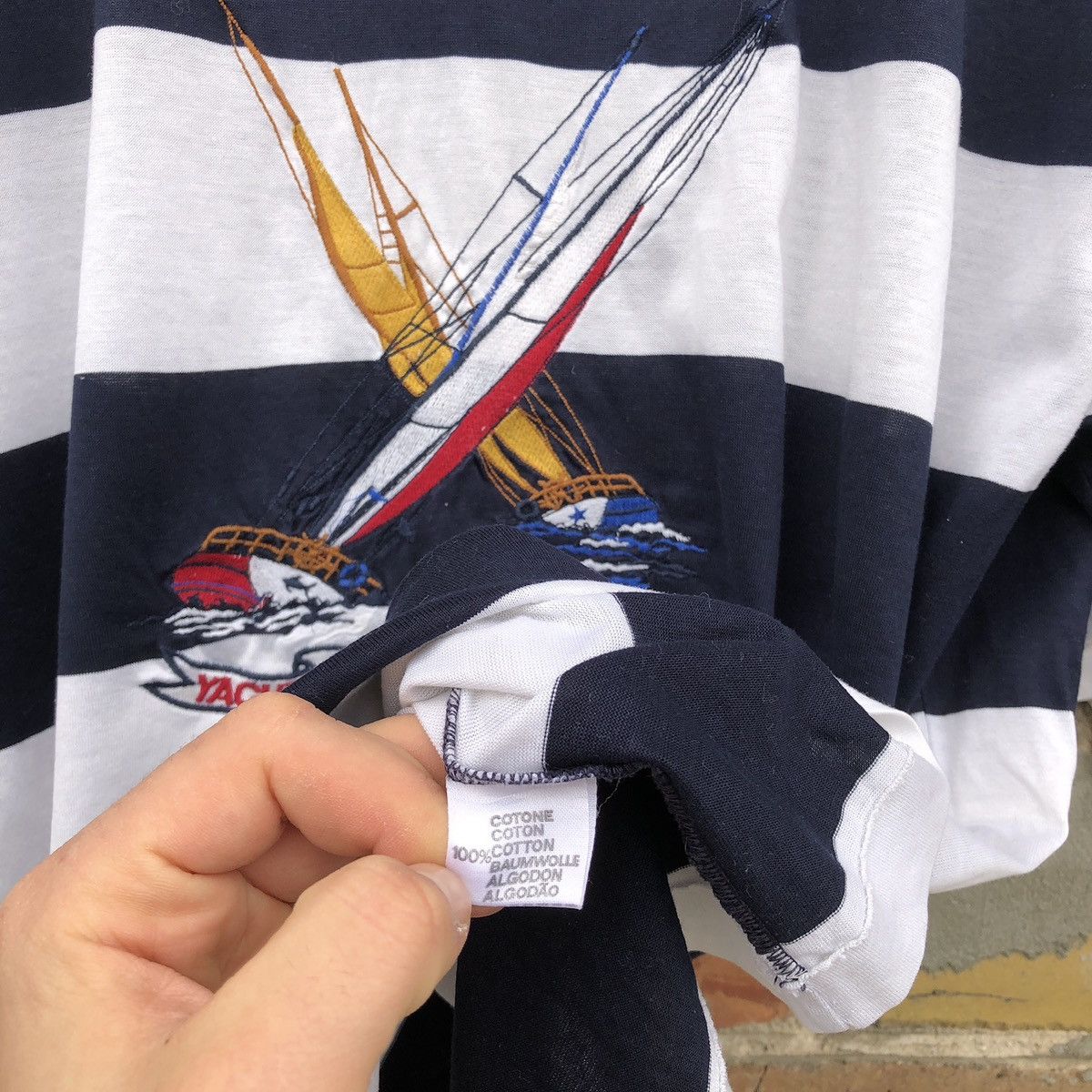 Paul & Shark Vintage Paul & Shark Yacht Club Striped T Shirt Tee Shark Size US XL / EU 56 / 4 - 5 Thumbnail