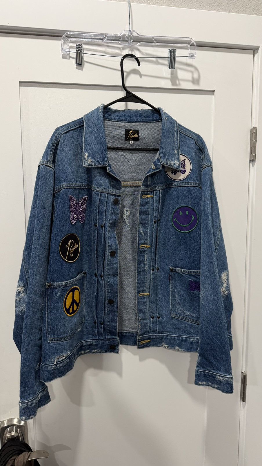 Needles NEEDLES “DENIM LOGO PATCHWORK TRUCKER JACKET” Size US L / EU 52-54 / 3 - 1 Thumbnail