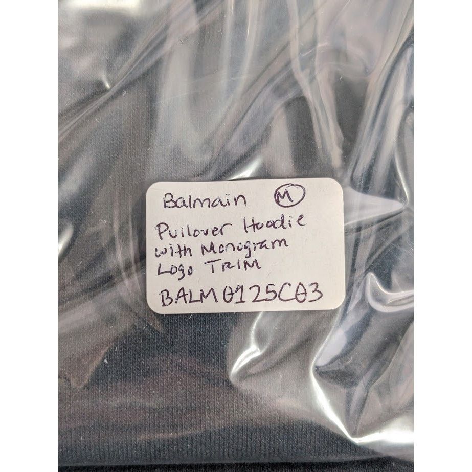 Balmain o1rshd1 Q:2 / Pullover Hoodie With Monogram Logo Trim Black Size US M / EU 48-50 / 2 - 18 Thumbnail