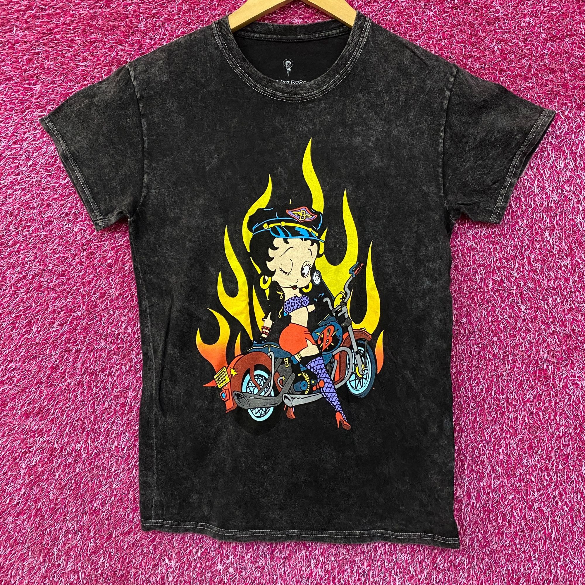 Other Betty Boop Biker Betty Flames Graphic Tee Charcoal Small Size US S / EU 44-46 / 1 - 1 Thumbnail