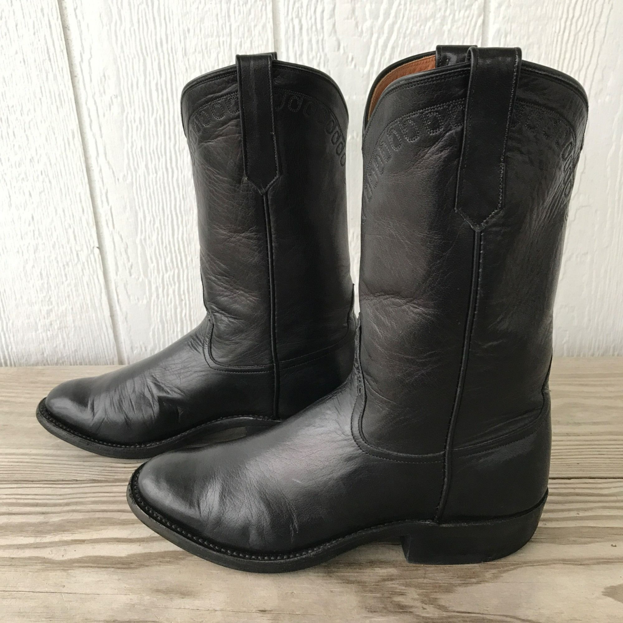 image of Rios Of Mercedes Black Sleek Buffalo Calf Mens Boots 8 D Usa