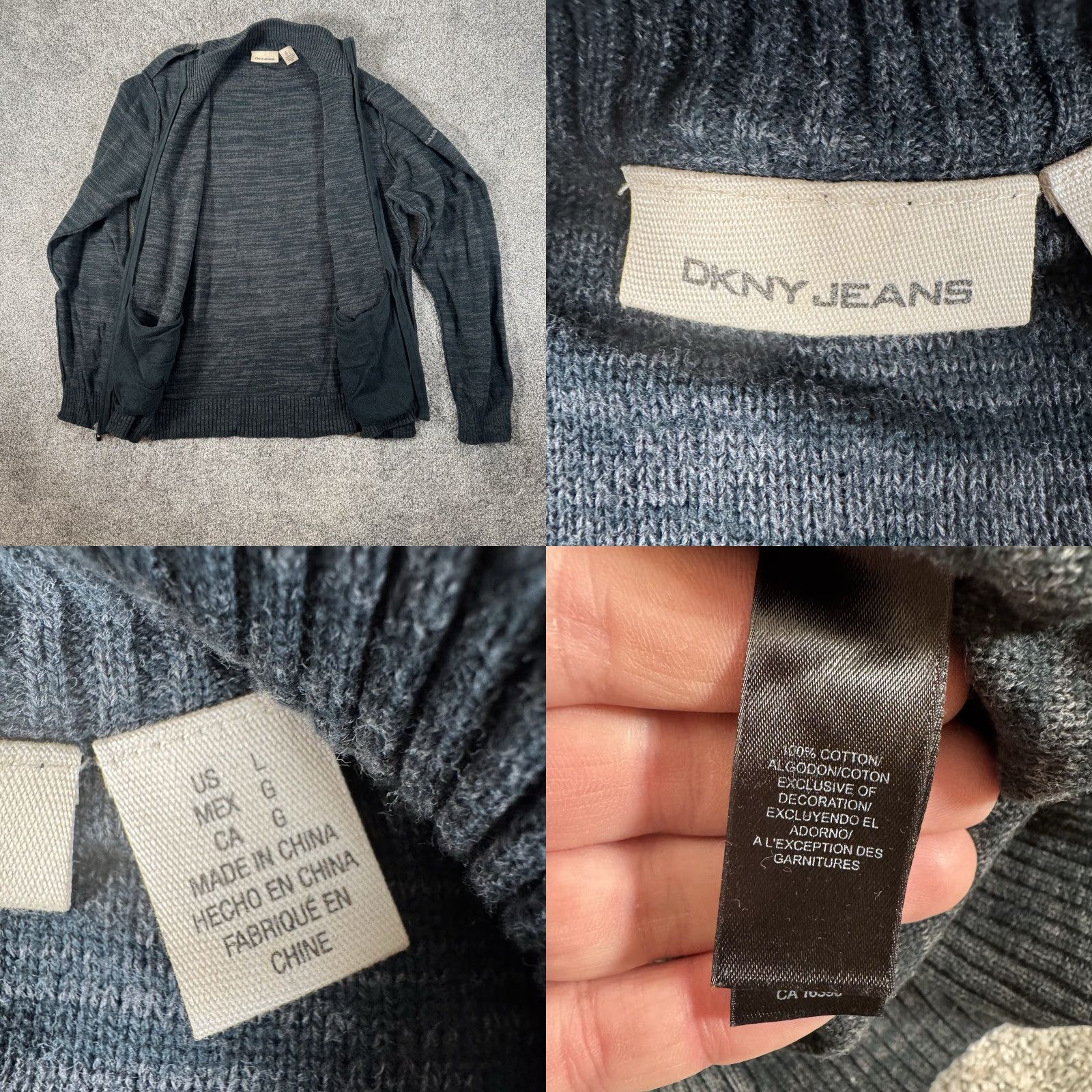 DKNY VINTAGE DKNY Jeans Sweater L Full Zip Marled Knit Streetwear Minimalist Layering Utility Mens Size US L / EU 52-54 / 3 - 8 Thumbnail