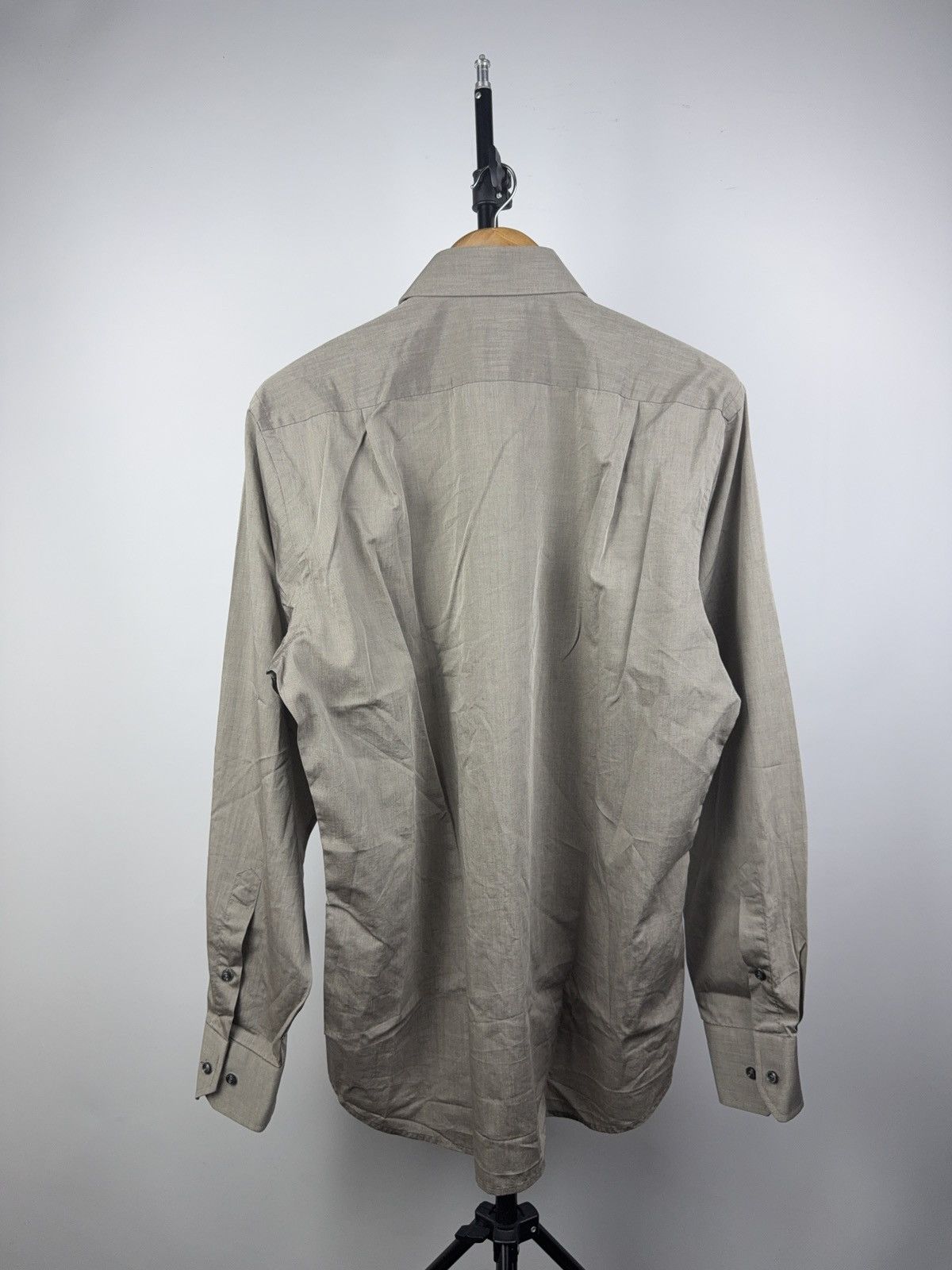 Hugo Boss Hugo BOSS Italian Fabric Dress Shirt Taupe Cotton 40 15 3/4 Size US L / EU 52-54 / 3 - 12 Thumbnail
