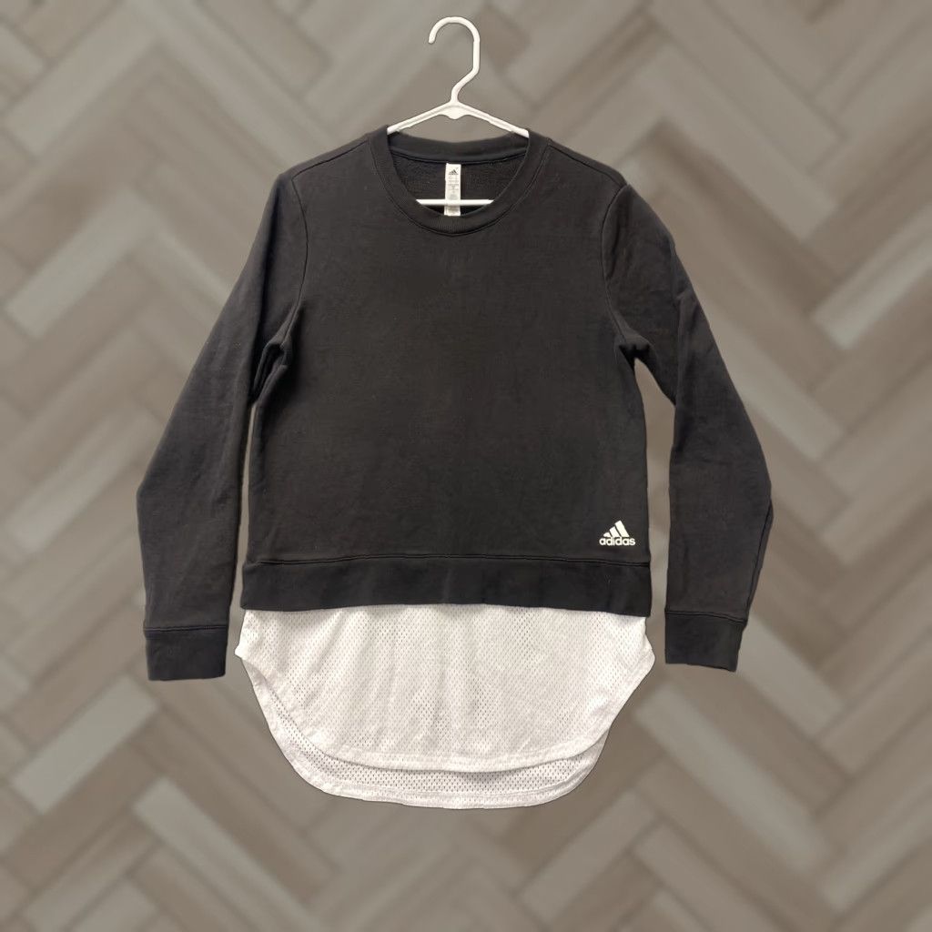 Adidas Adidas Sweater Women's S Black Pullover Crew Neck Sweatshirt Knit Raglan Sleeve Classic Logo Crew Neck Casual Knit Pullover 1069 Size S / US 4 / IT 40 - 1 Thumbnail
