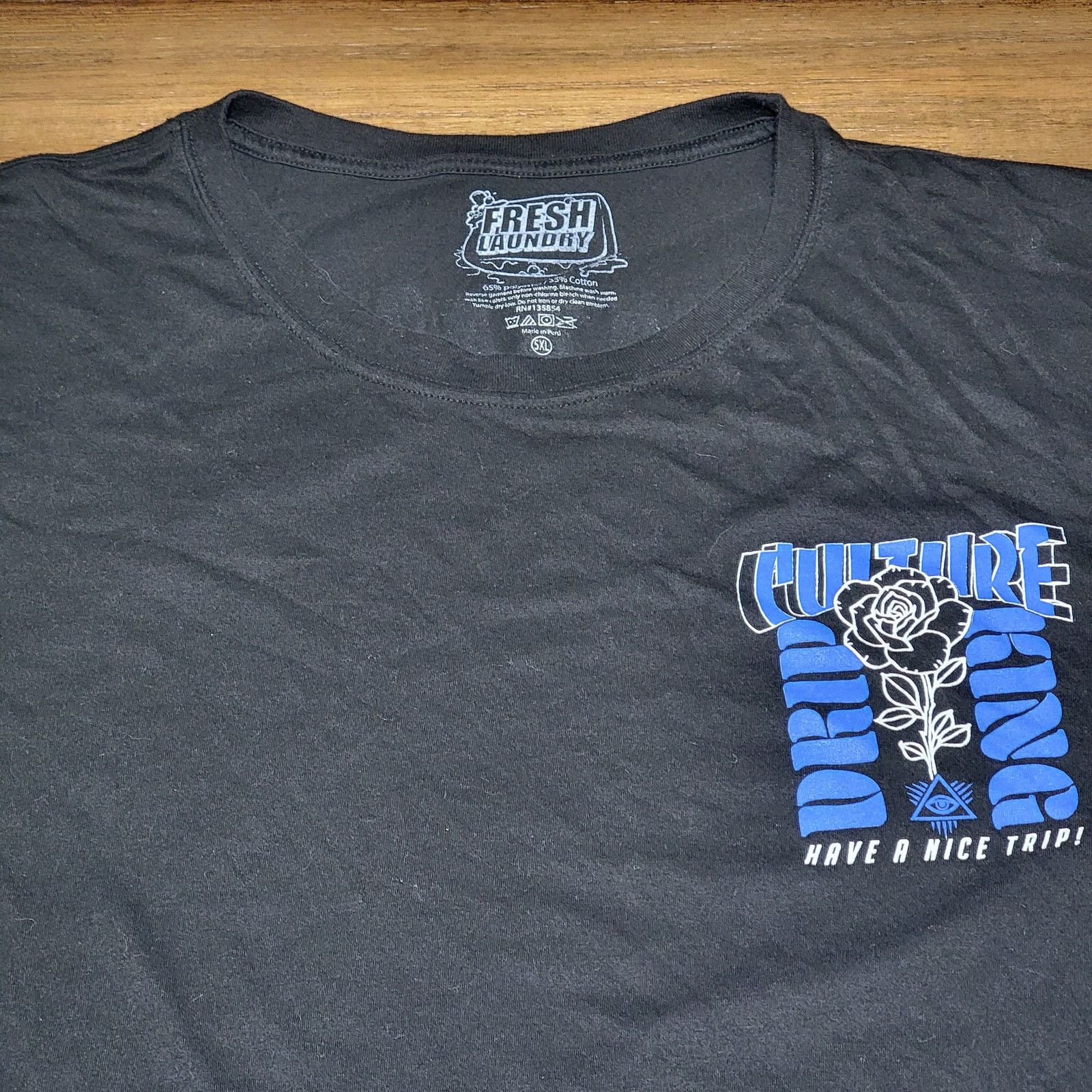 Fresh Laundry Culture Drip King Black Unisex Tee Skulls & Rose - Size 5XL Size 4XL / US 24-26 - 4 Thumbnail
