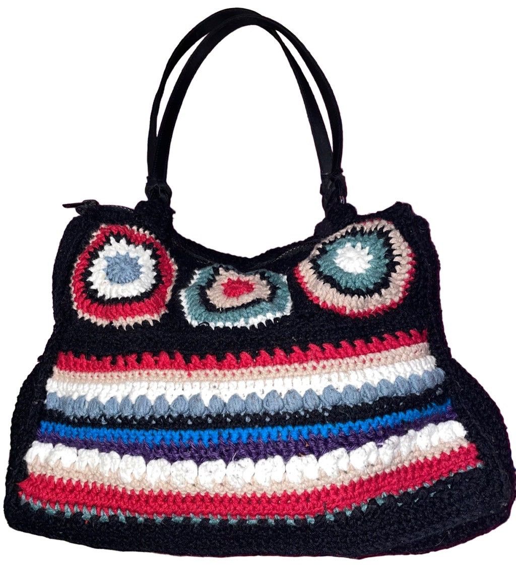 Vintage Vintage Patchwork Crochet Hand Knit Tote Size ONE SIZE - 1 Thumbnail