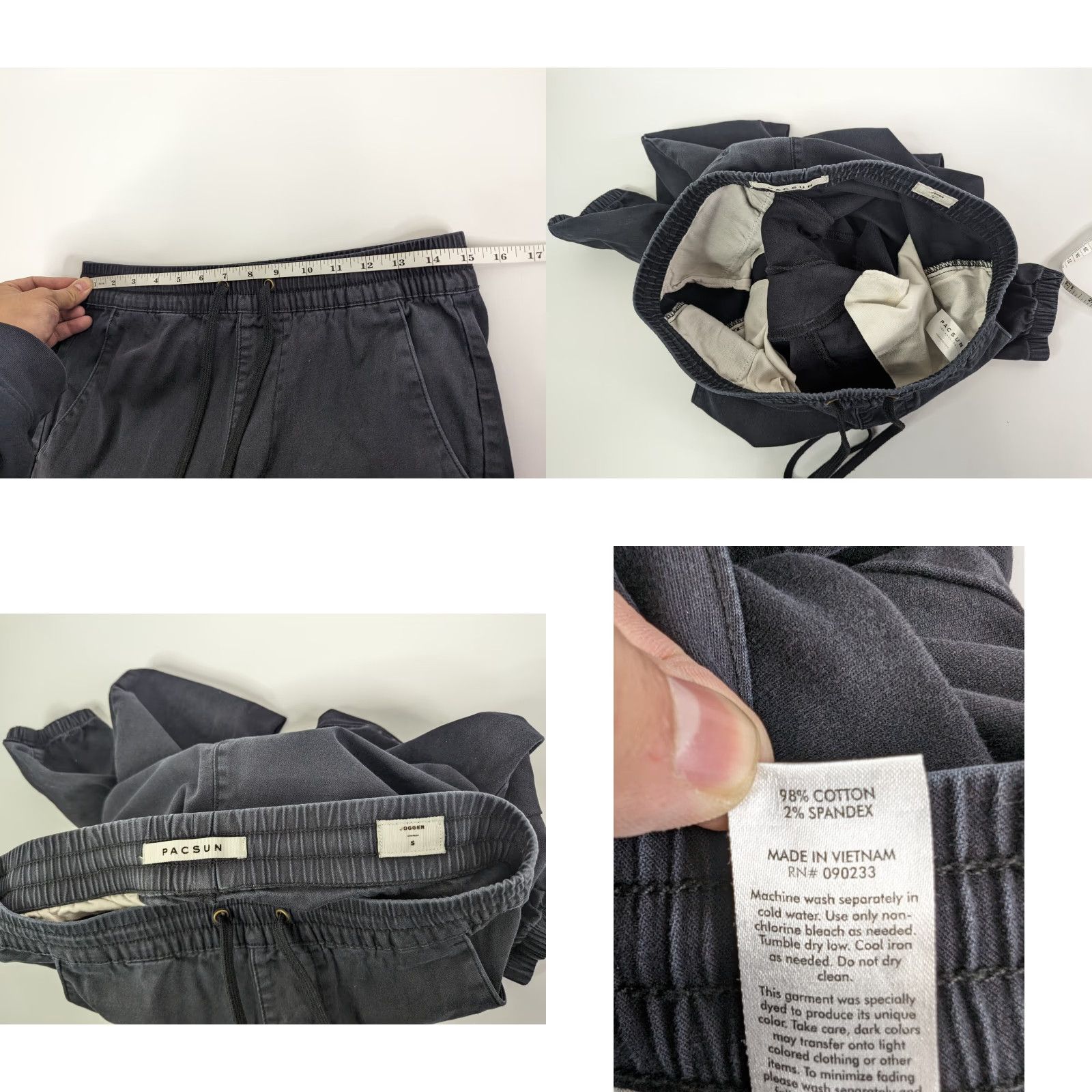 Pacsun Pacsun Joggers Black Pants Mens Size Small Drawstring Pockets Elastic Cotton Slim Tapered 90s Size US 29 - 8 Thumbnail