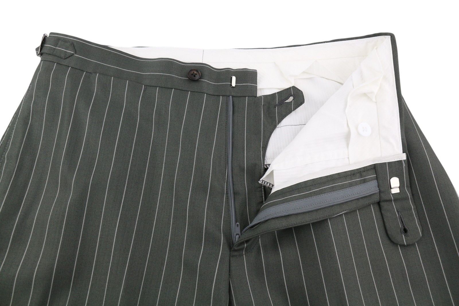 Suitsupply BRESCIA UK42L Grey Wool Silk Pinstripe Trousers 84339 Size 42L - 4 Thumbnail