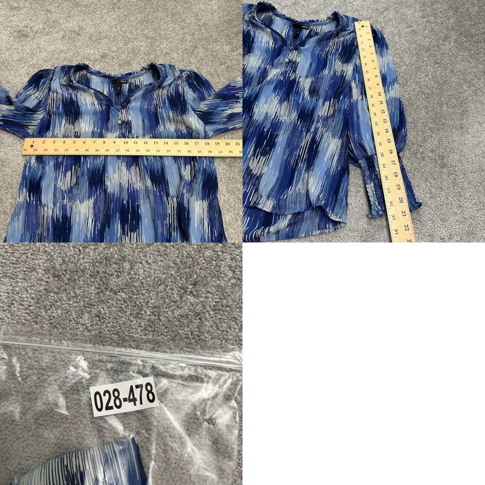 AQUA Aqua Blouse Shirt Womens M Blue V-Neck Long Sleeve Tunic Casual Knit Polyester Regular Size M / US 6-8 / IT 42-44 - 8 Thumbnail