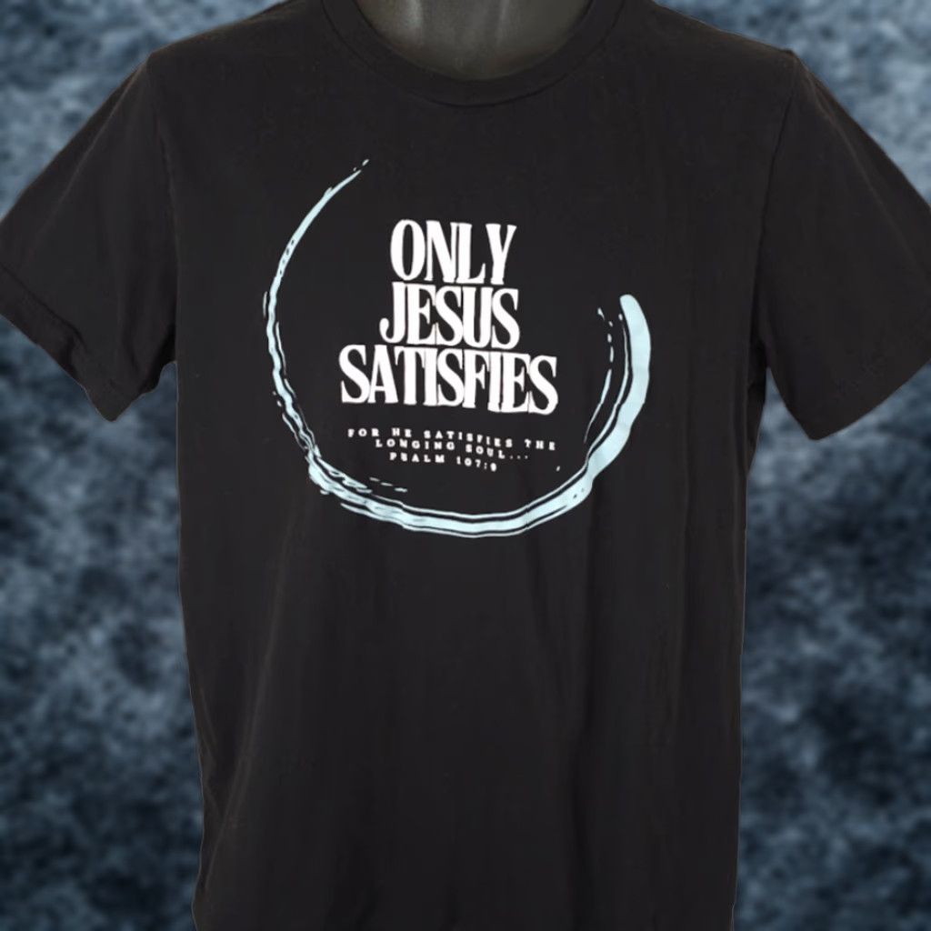 Vintage Christian T Shirt Mens 2XL Black Only Jesus Christ Satisfies Psalm 107:9 Size US L / EU 52-54 / 3 - 1 Thumbnail