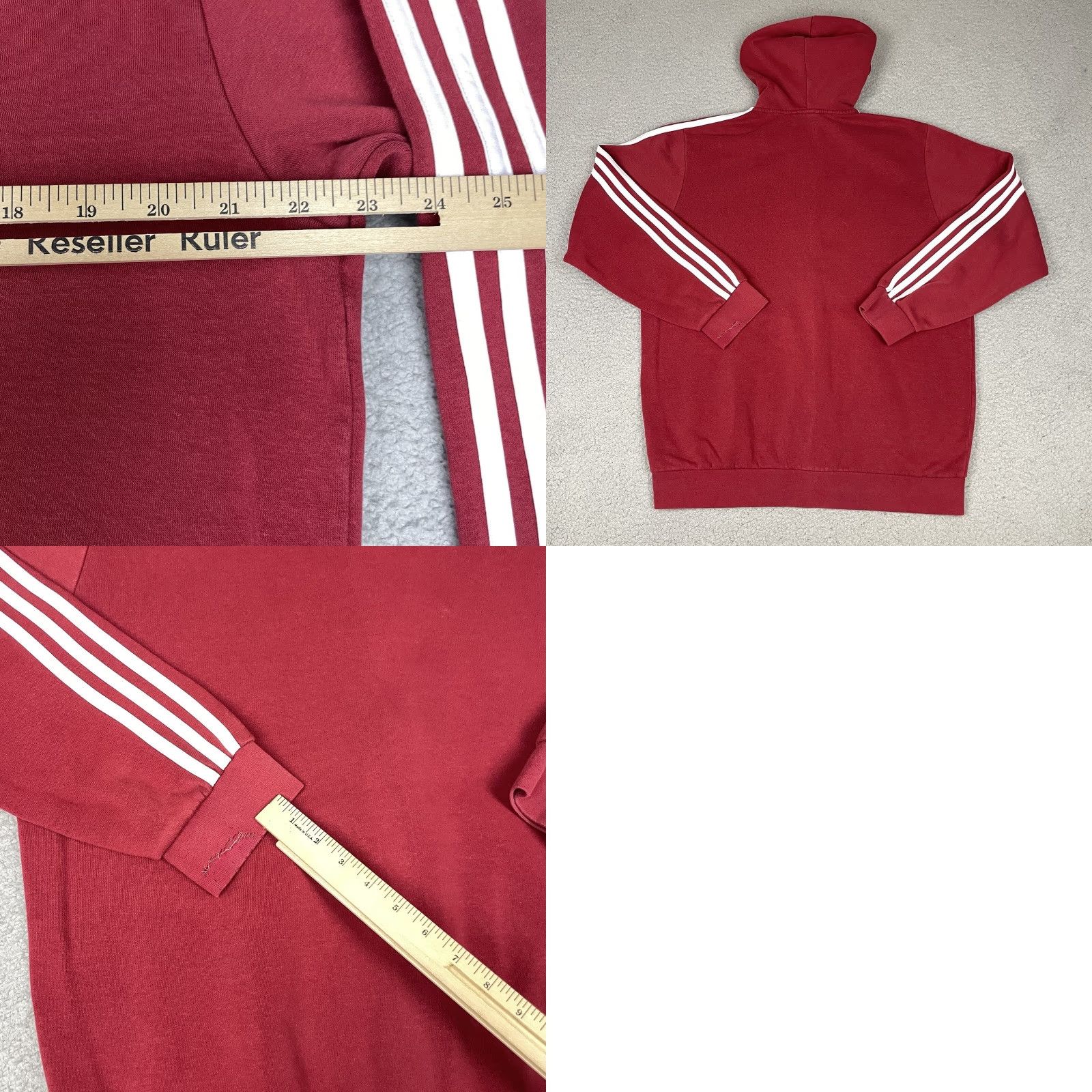 Adidas Adidas Hoodie Mens L Red Full Zip Up Sweatshirt Stripes Distressed Logo Classic Outdoor Sports Size US L / EU 52-54 / 3 - 8 Thumbnail
