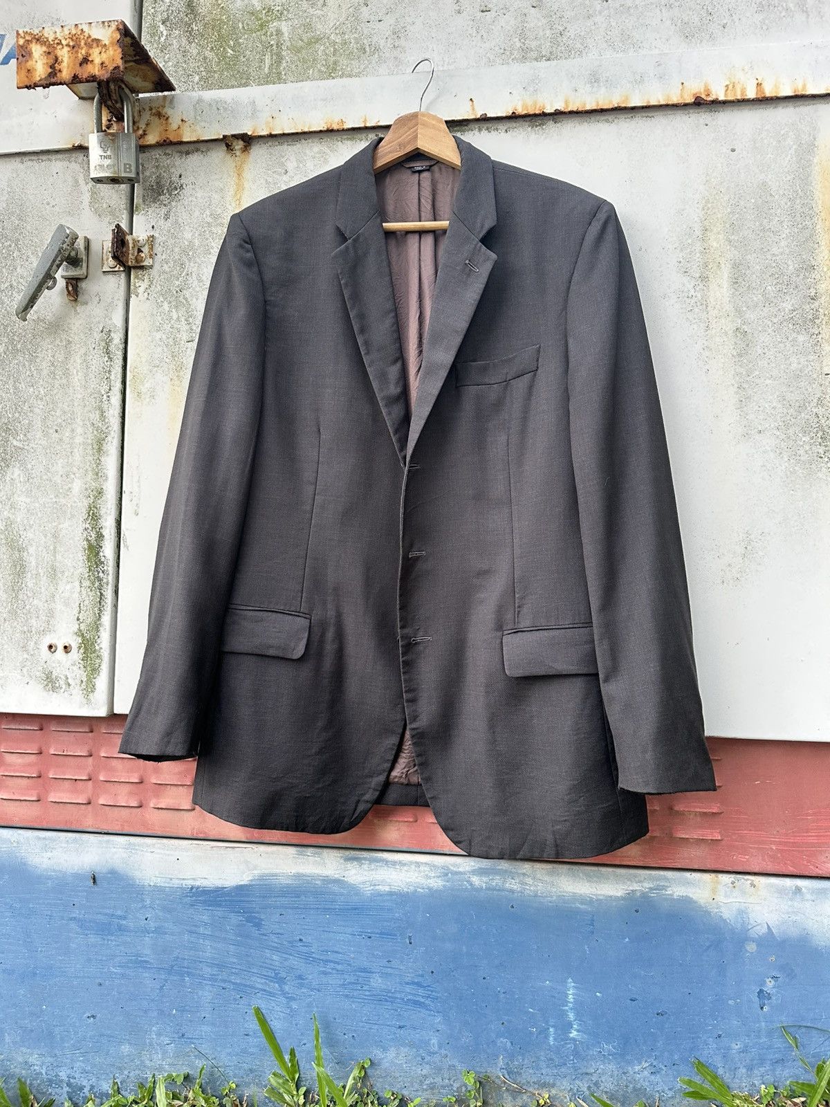 Helmut Lang 👹Vintage THRASHED Helmet Lung Wool Blazer Jacket Size US M / EU 48-50 / 2 - 8 Thumbnail