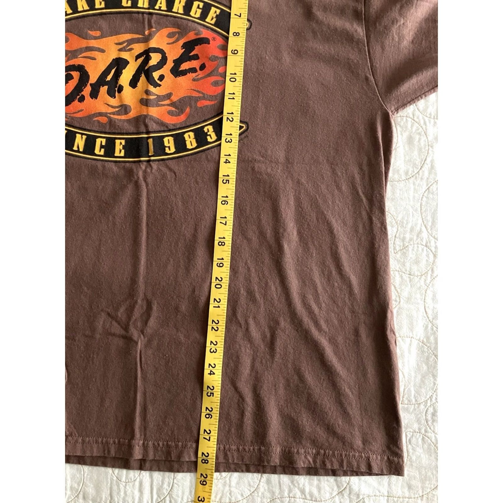 Gildan VINTAGE DARE Take Charge Brown Short Sleeve T-Shirt XL Men crew neck Cotton Graphic Print 90s 00s Size US XL / EU 56 / 4 - 4 Thumbnail