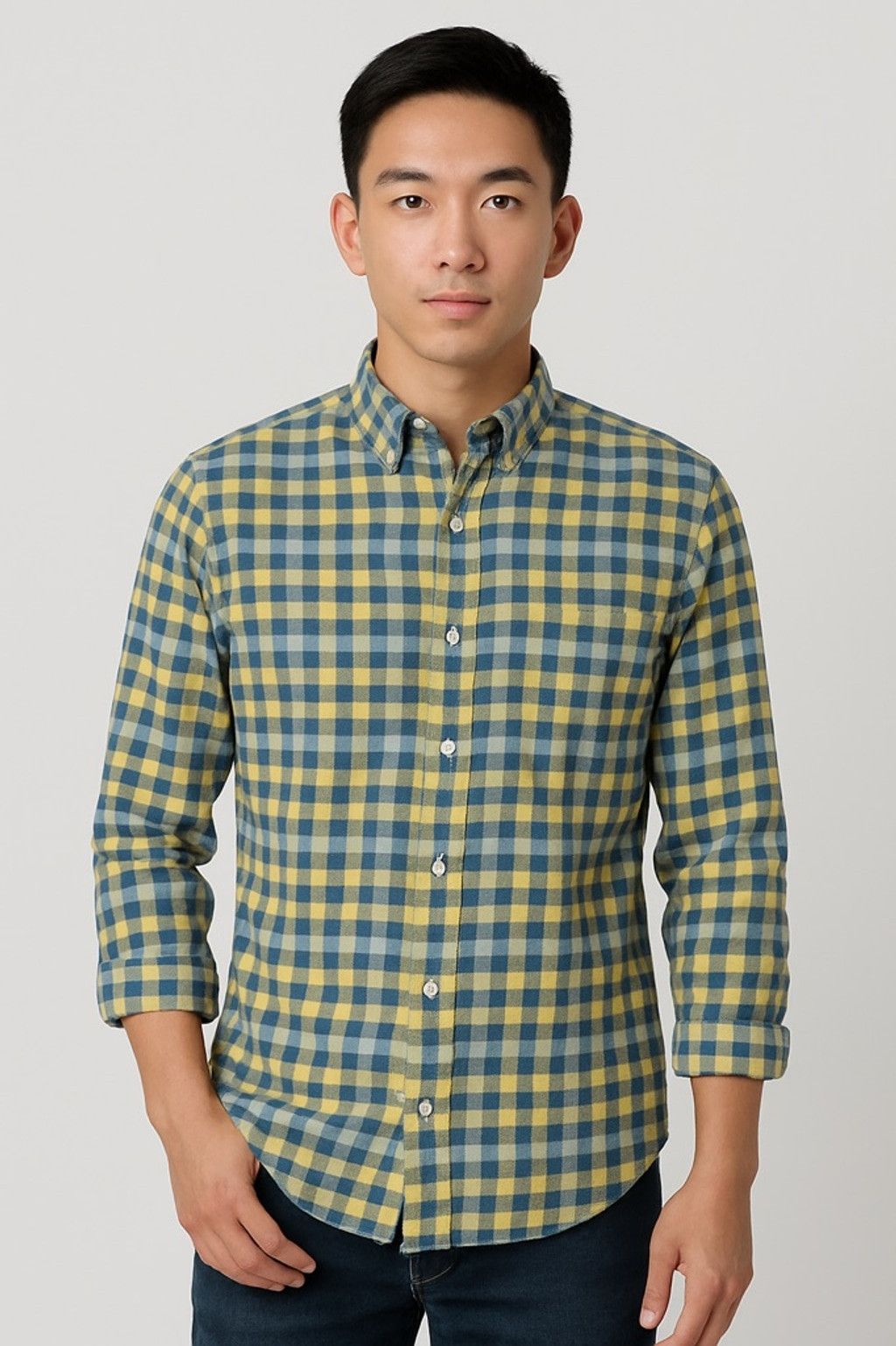 Izod Men's IZOD Button-Down Shirt Size Small Yellow Blue Plaid Size US S / EU 44-46 / 1 - 1 Thumbnail